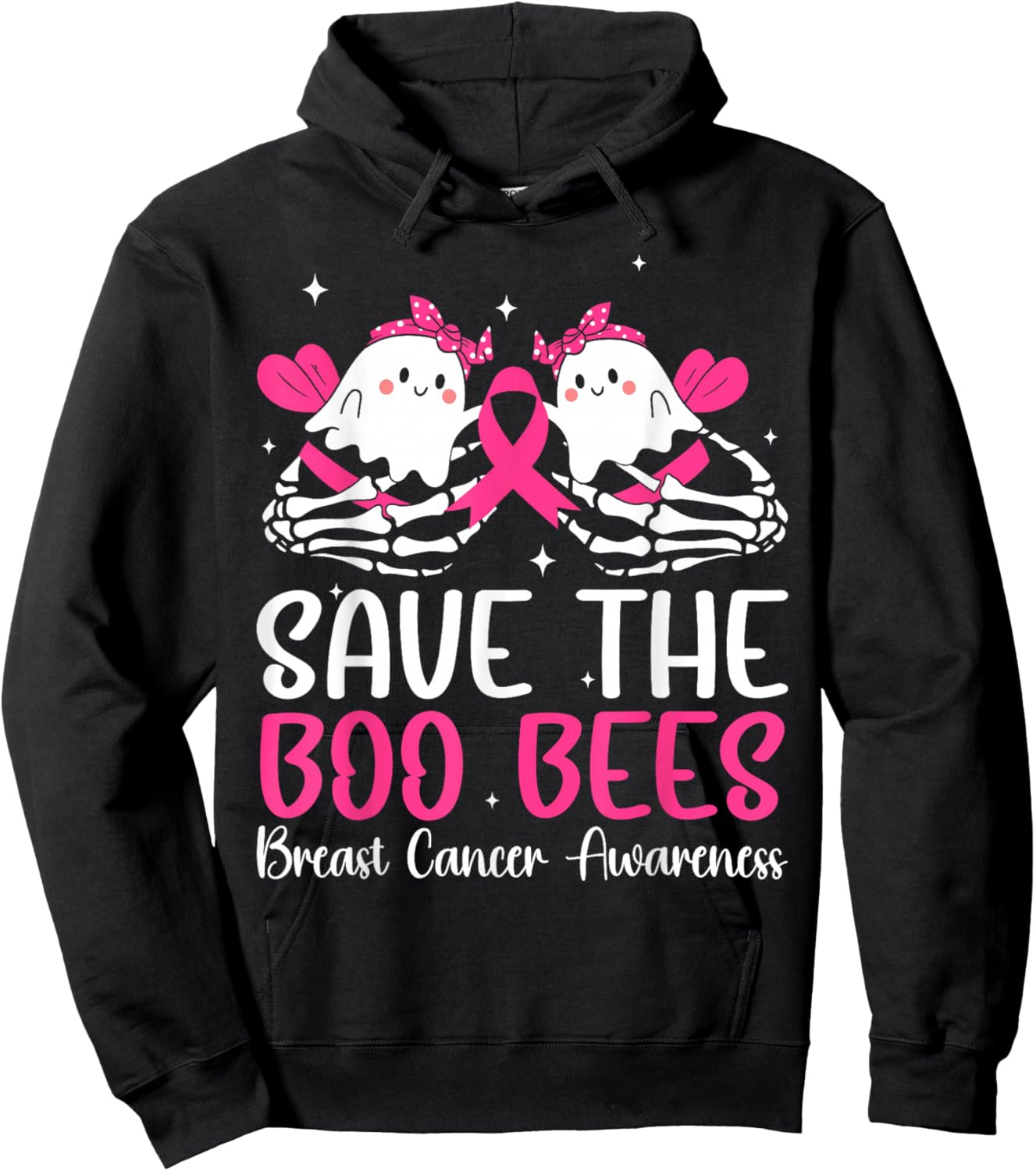 Save The Boobees Boo Bees Breast Cancer Halloween Women Hoodie - Hoodie | Black