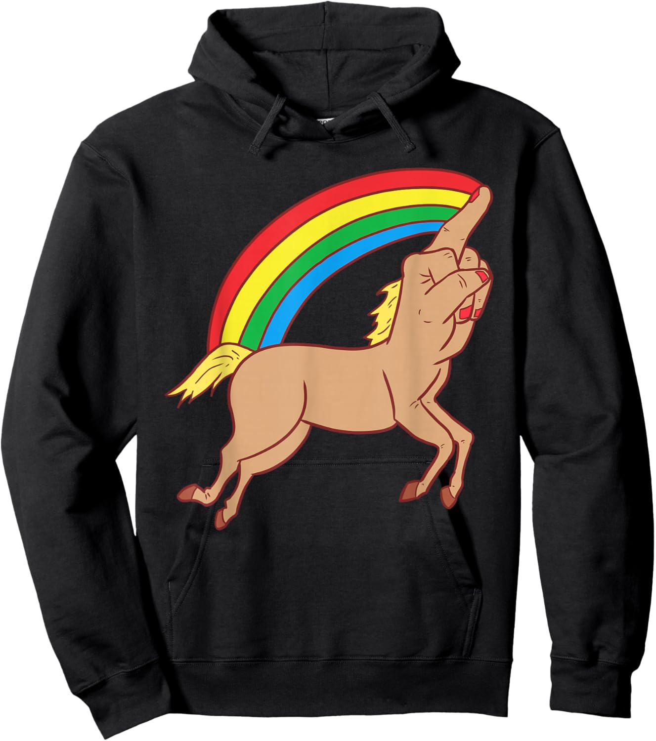 Middle Finger Unicorn with Rainbow Hoodie - Hoodie | Black