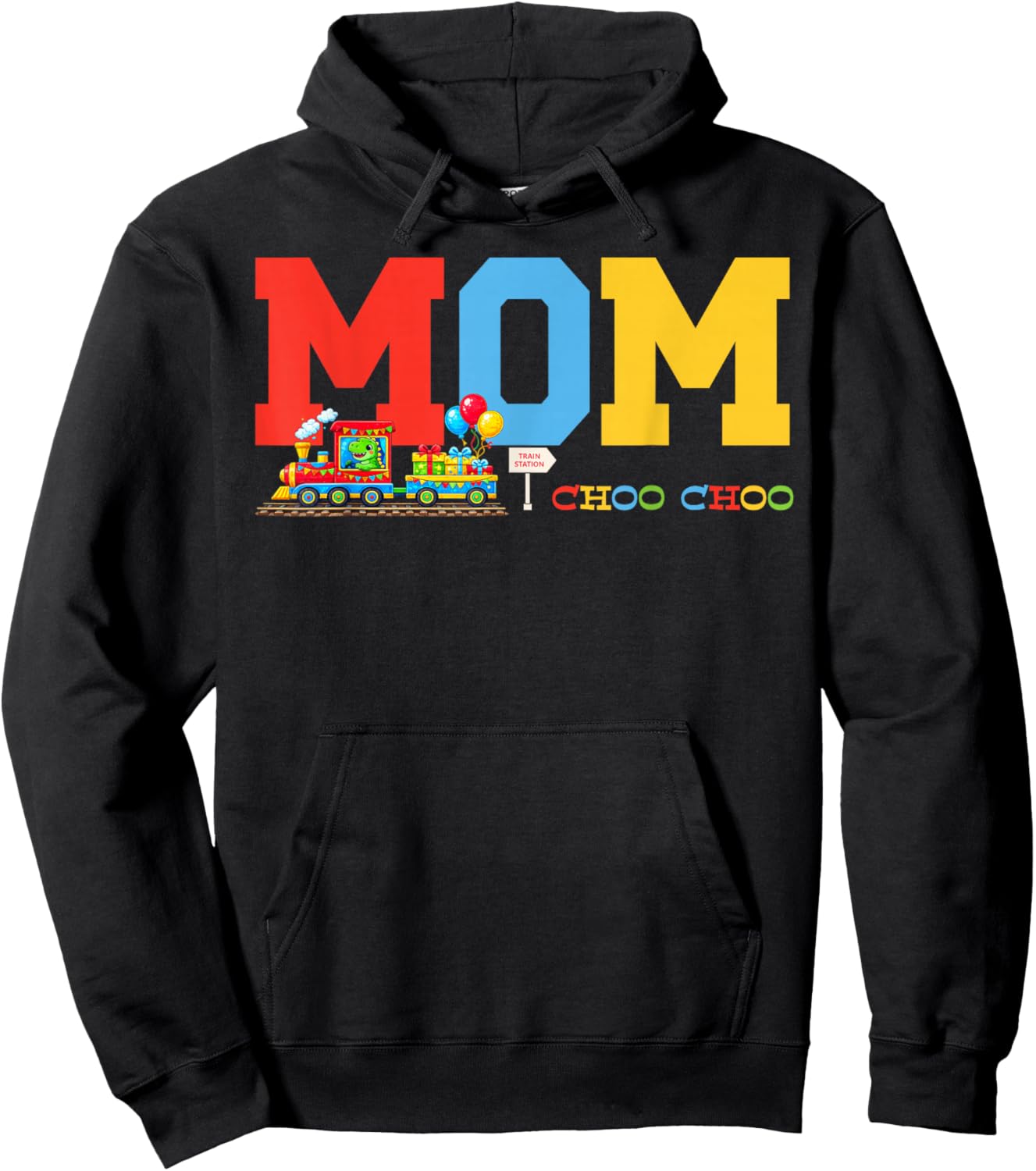 Train Birthday Mom Hoodie - Hoodie | Black