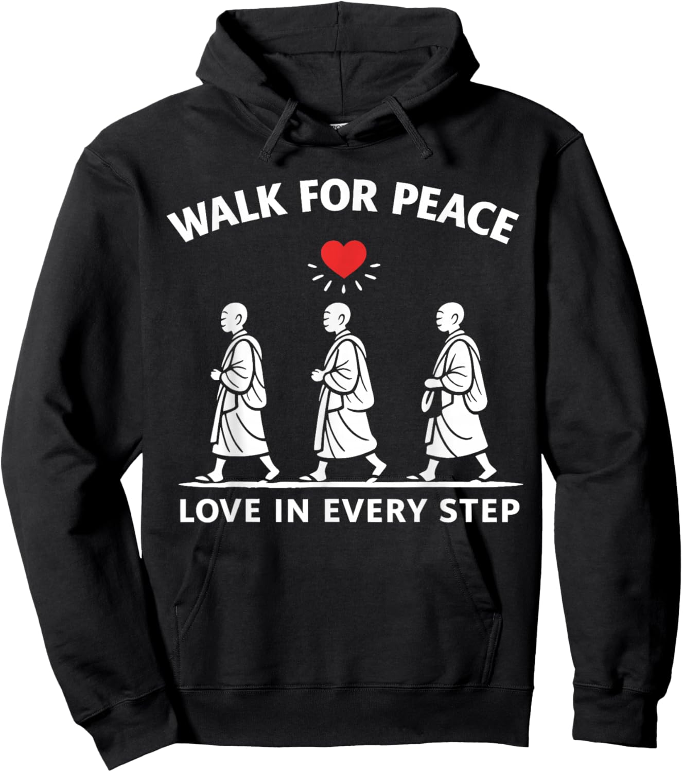 Walk for Peace Monks Love in Every Step Hoodie - Hoodie | Black
