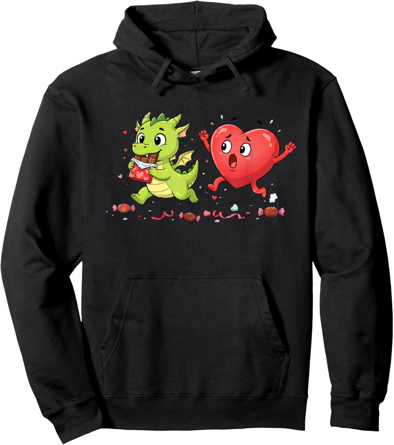 Funny Dragon Heart Chocolate Valentine Kids Hoodie - Hoodie | Black