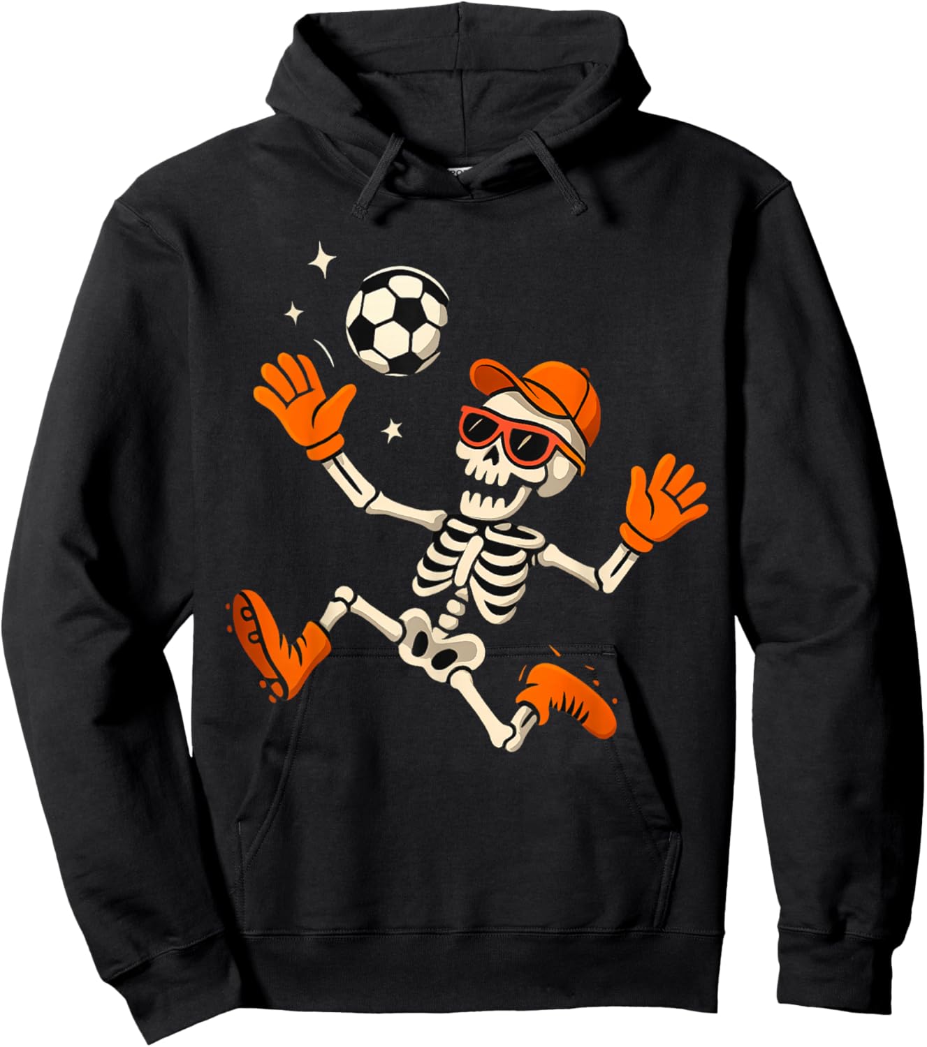 Halloween Skeleton Soccer Player Sports Fan Graphic Kids Hoodie - Hoodie | Black