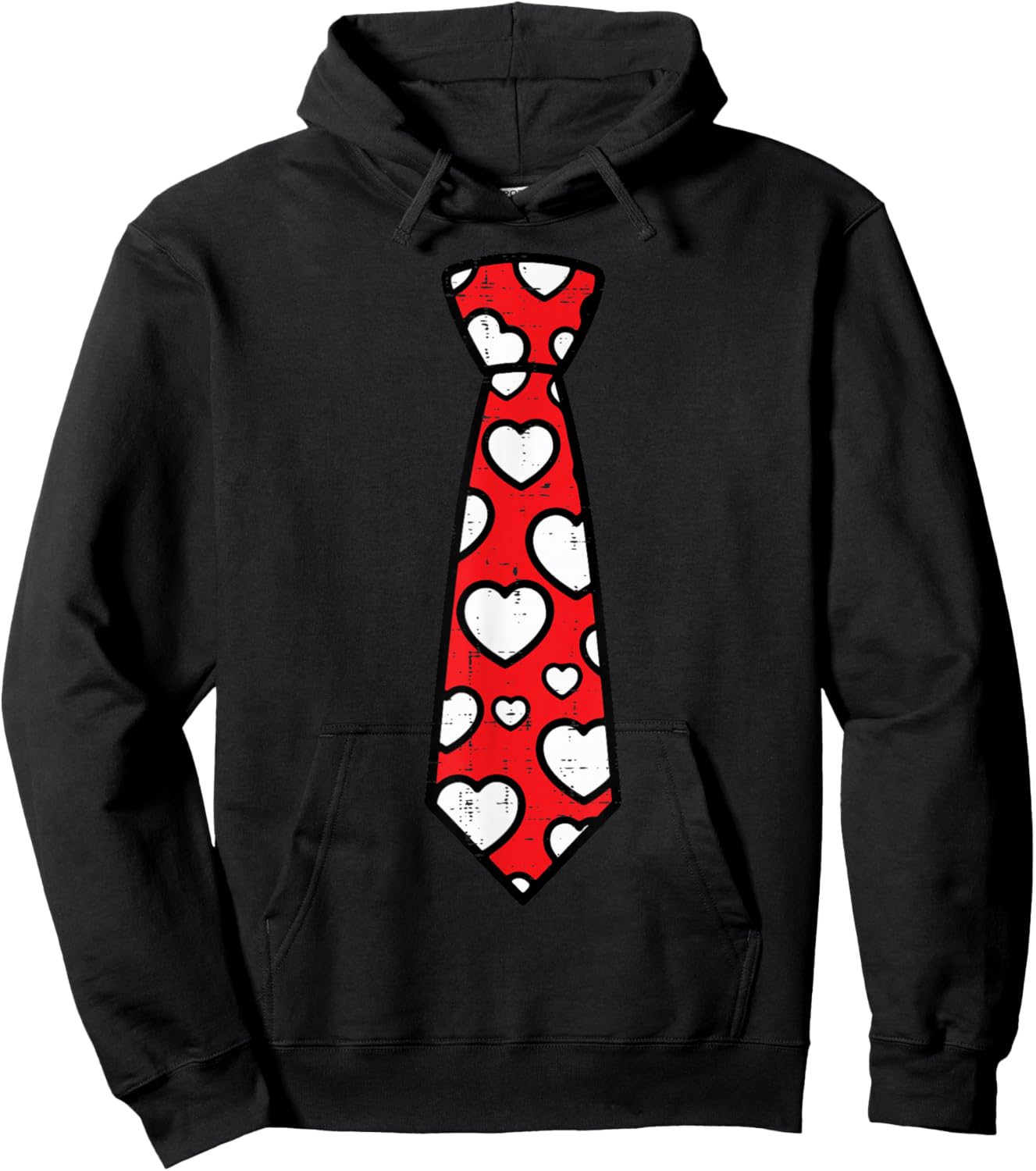 Valentines Day Necktie Hearts Costume Cute Men Boys Kids Hoodie - Hoodie | Black