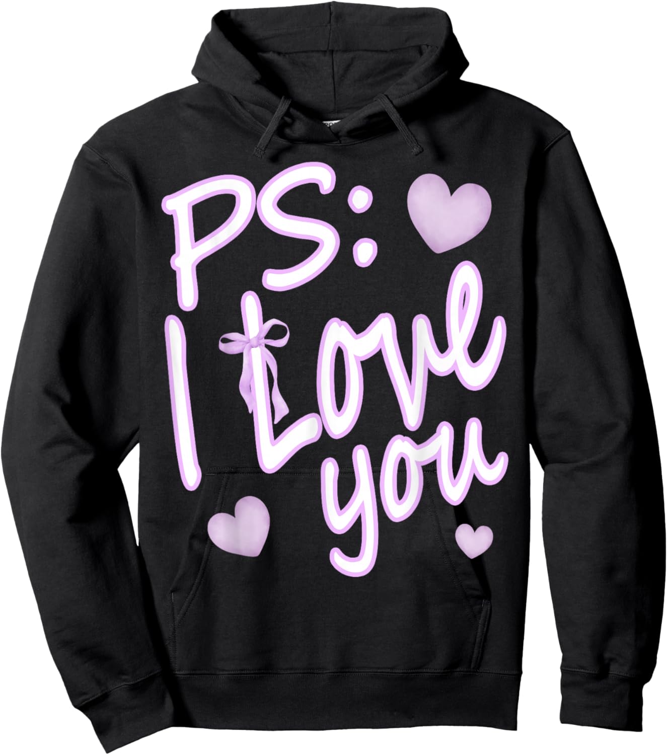 PS I Love You Day Valentine's Day Purple Heart Women Men Kid Hoodie - Hoodie | Black