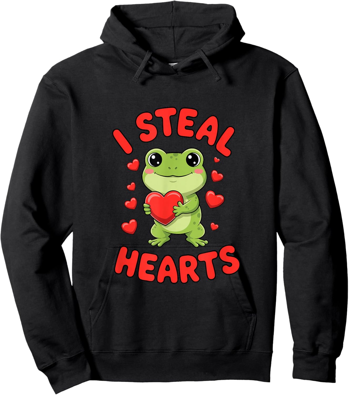 I Steal Hearts Frog Valentine's Day Love Hoodie - Hoodie | Black