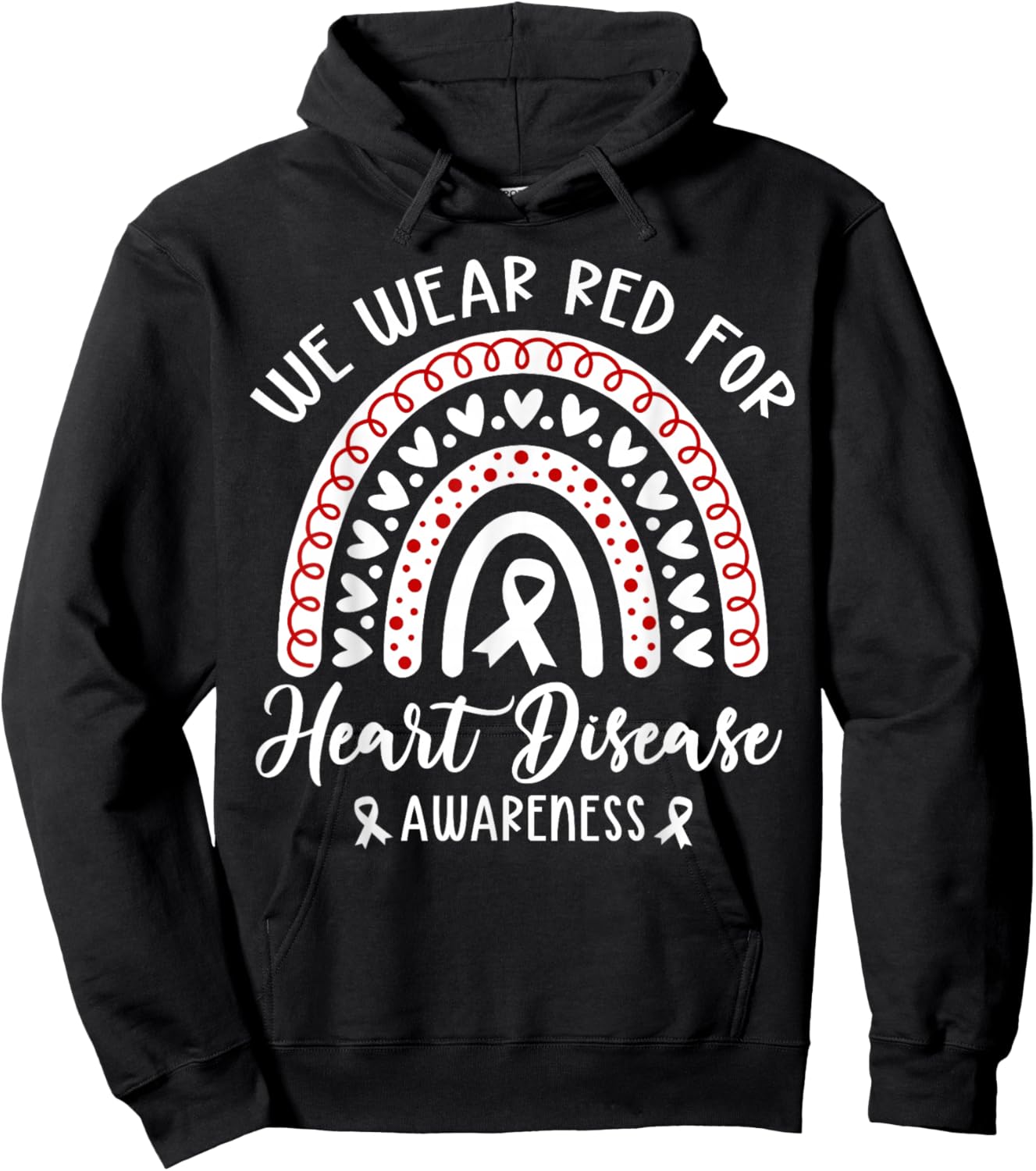 in February We Wear Red Kids Heart Disease Month Hoodie - Hoodie | Black