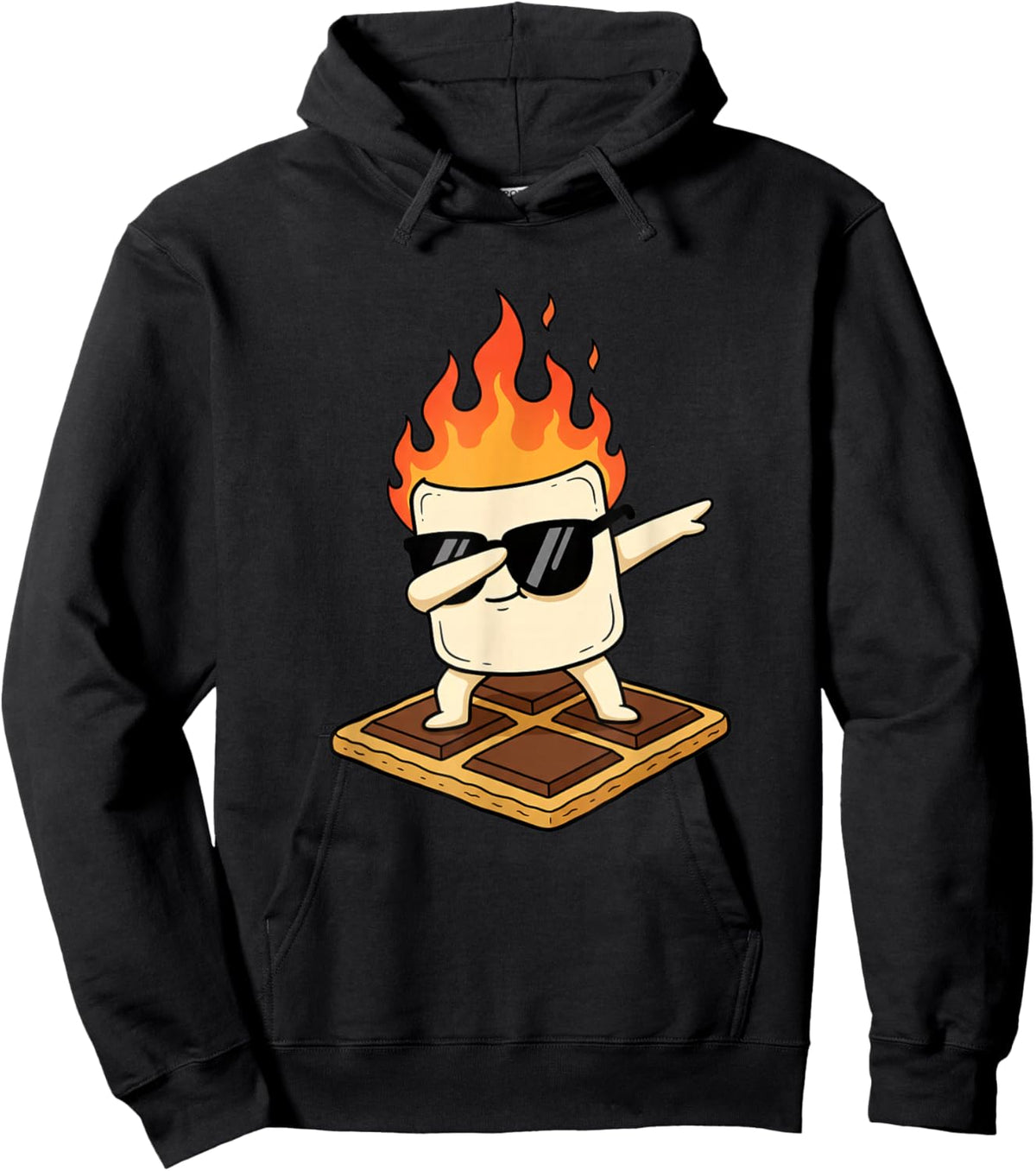 Dabbing Marshmallow On S'More Camping Kids Outdoor Funny Hoodie - Hoodie | Black