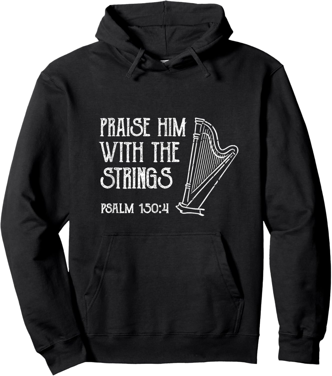 Praise Him with The Strings Harp Christian Music Harpist Hoodie - Hoodie | Black