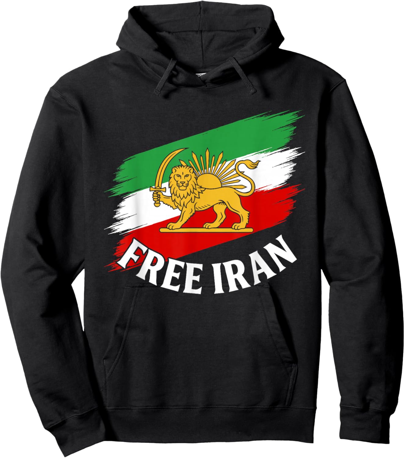 Free Iran T Iranian Flag Lion Hoodie - Hoodie | Black