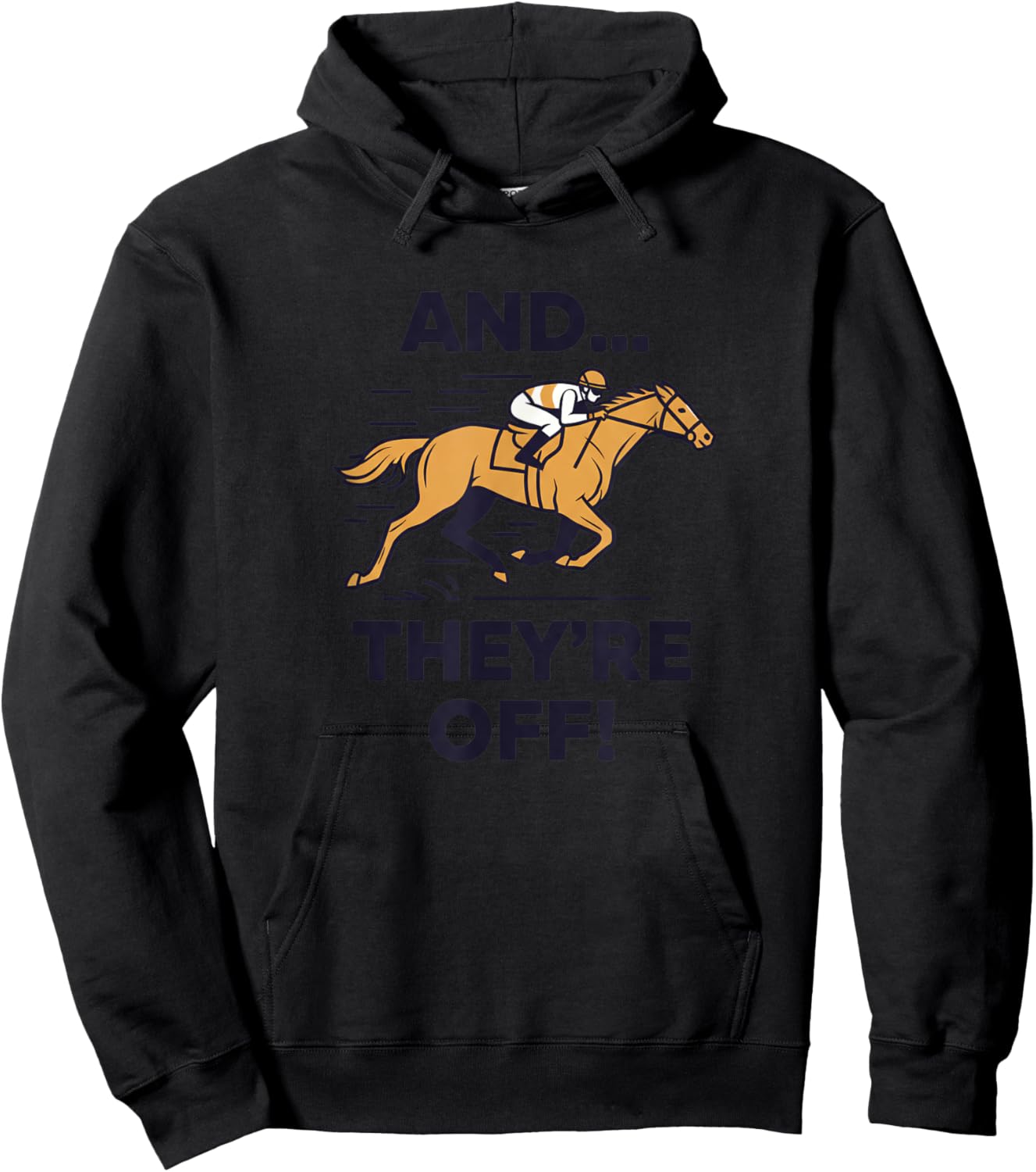 and Theyre Off Kids Horse Racing Funny Farm Animal Hoodie - Hoodie | Black