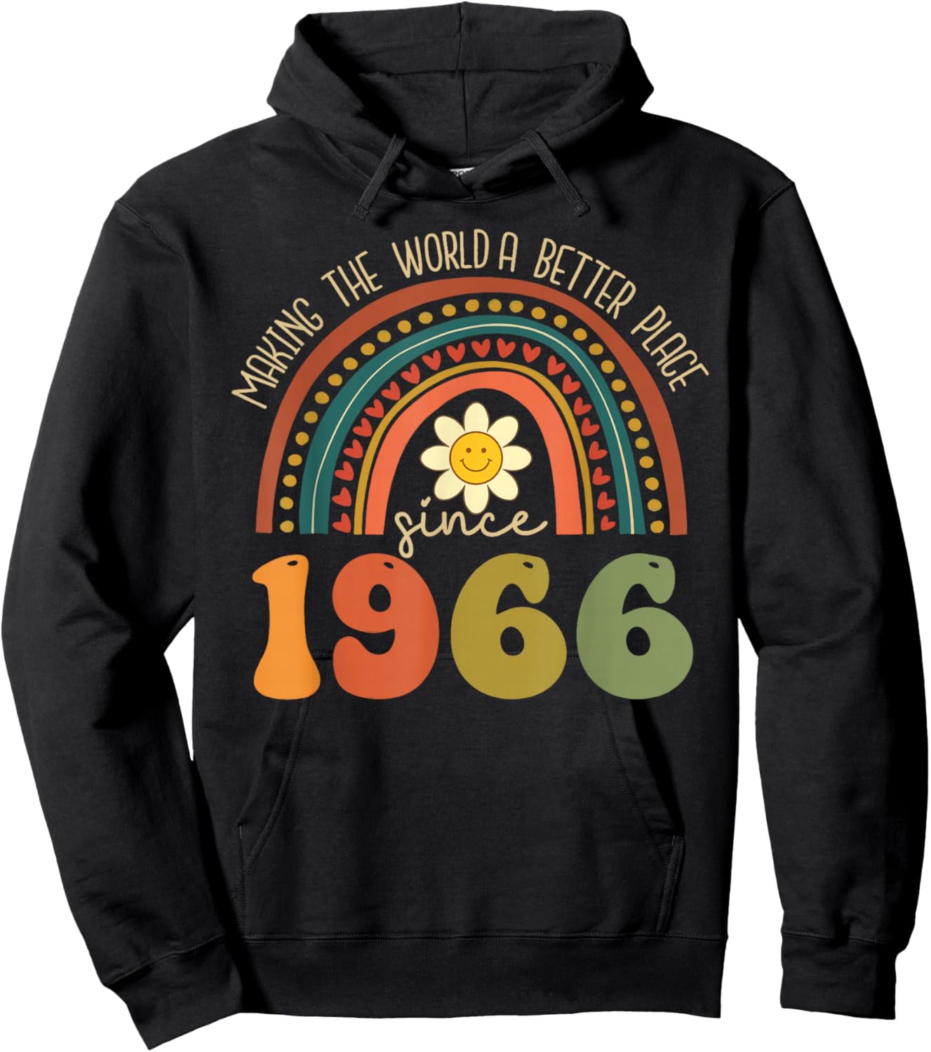 Groovy 60th Birthday 1966 60 Year Old Hoodie - Hoodie | Black