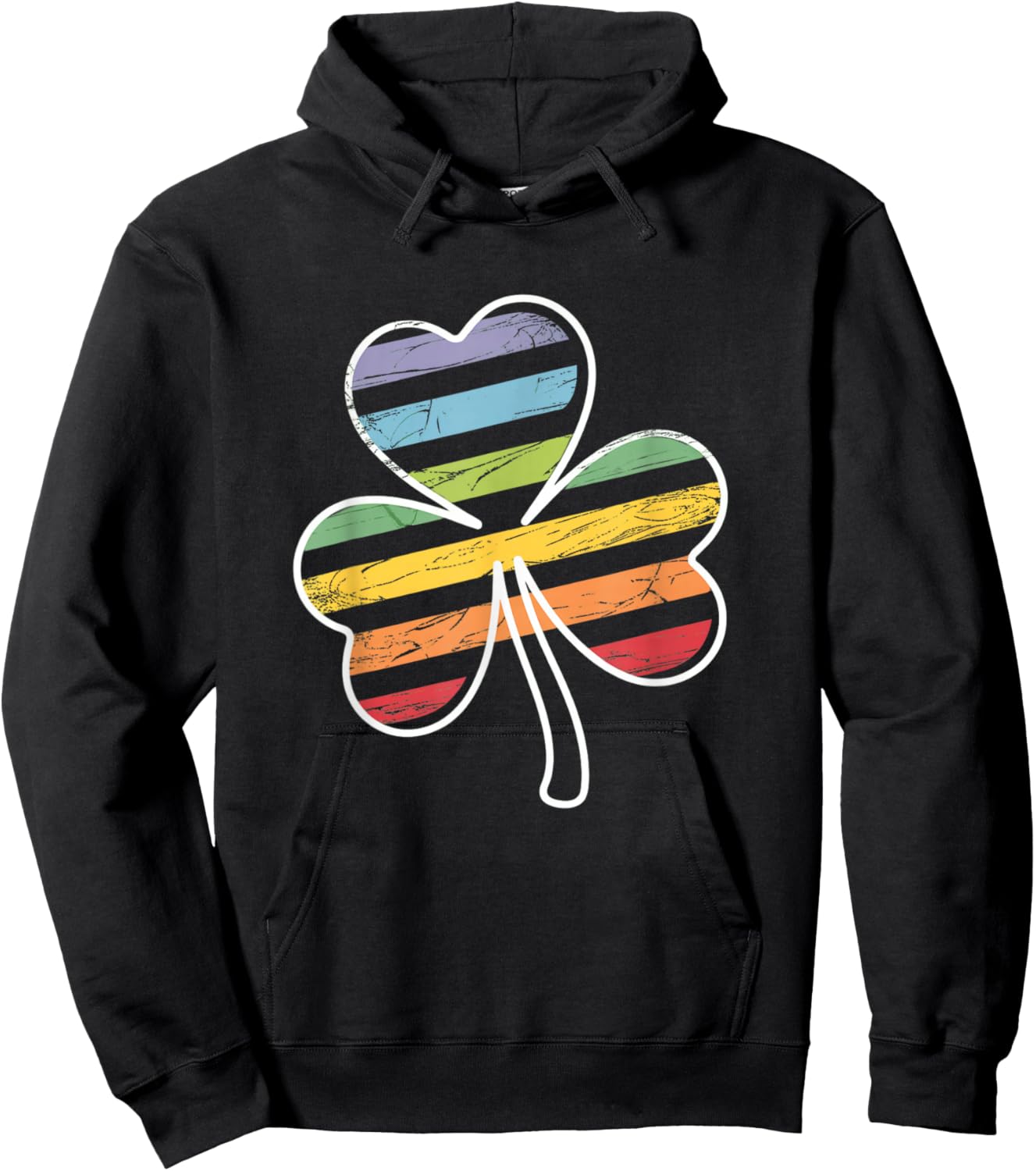 St Patrick's Day Parade Gay Pride Shamrock Pride Flag LGBTQ Hoodie - Hoodie | Black