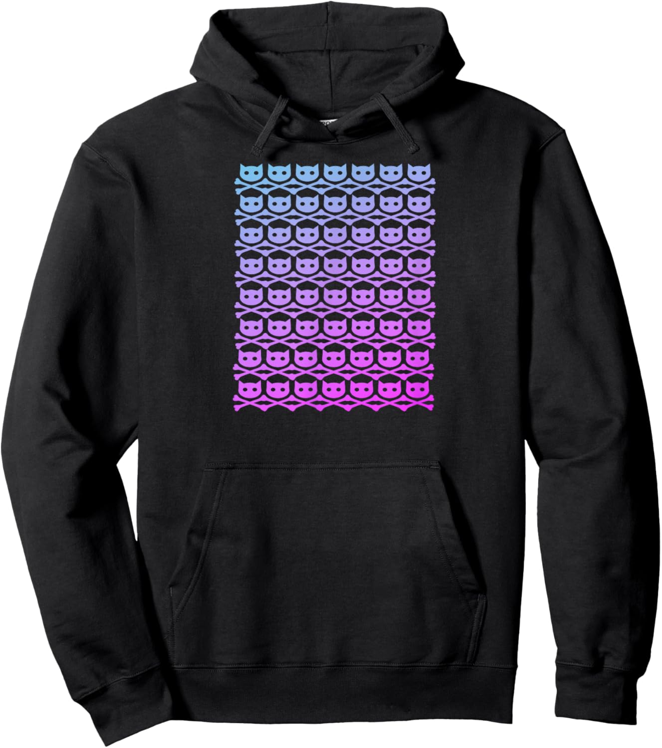 BuddyCatAFK All Over Skull Logo Pink Fade Dark Hoodie - Hoodie | Black