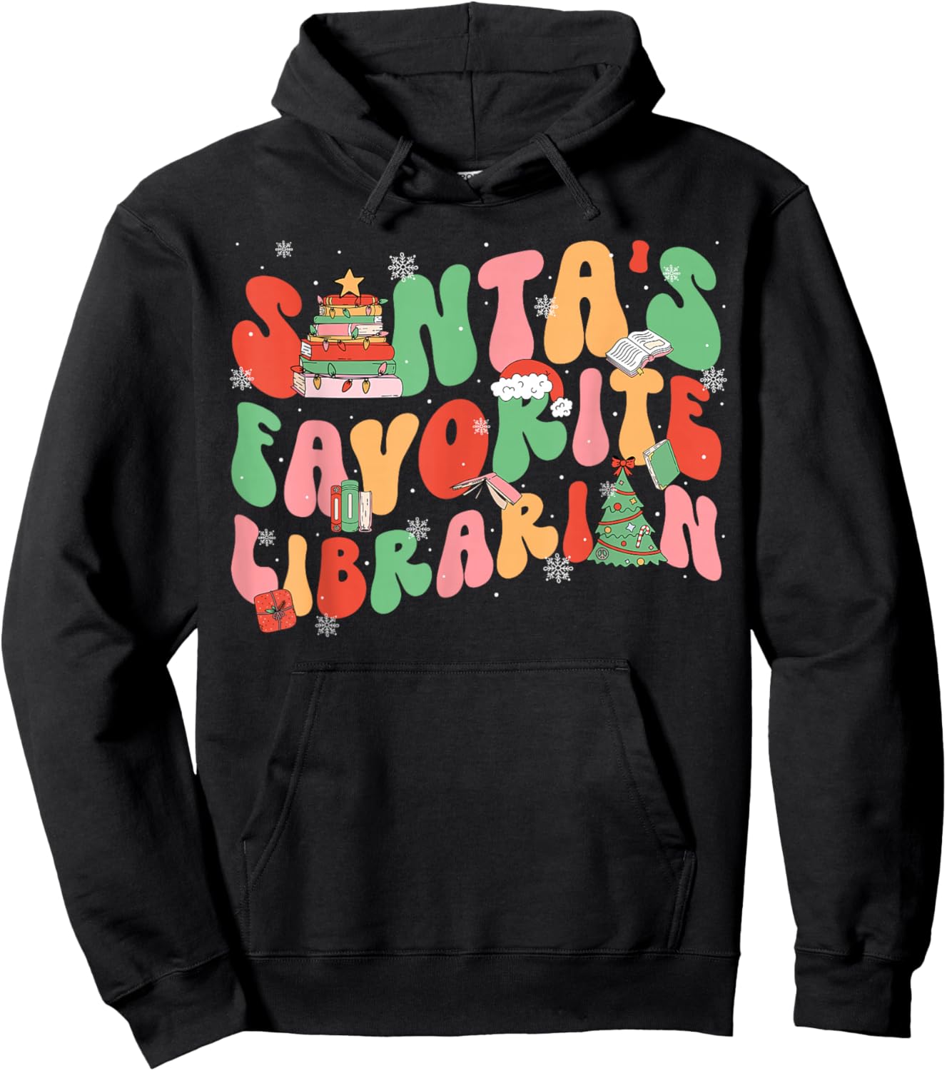 Santa Favorite Librarian Christmas Books Lover Teachers Pjs Hoodie - Hoodie | Black