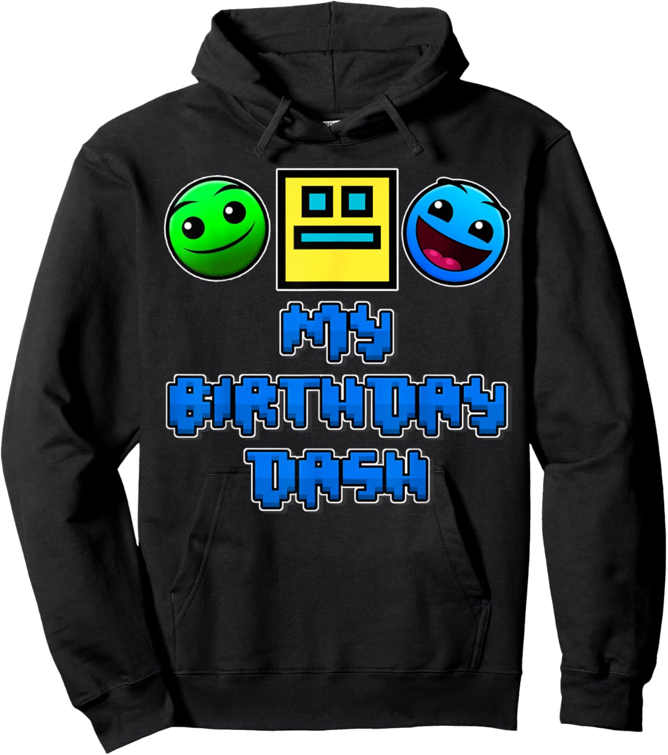 My Birthday Dash Video Game Theme Kids Party Geometry Game Hoodie - Hoodie | Black