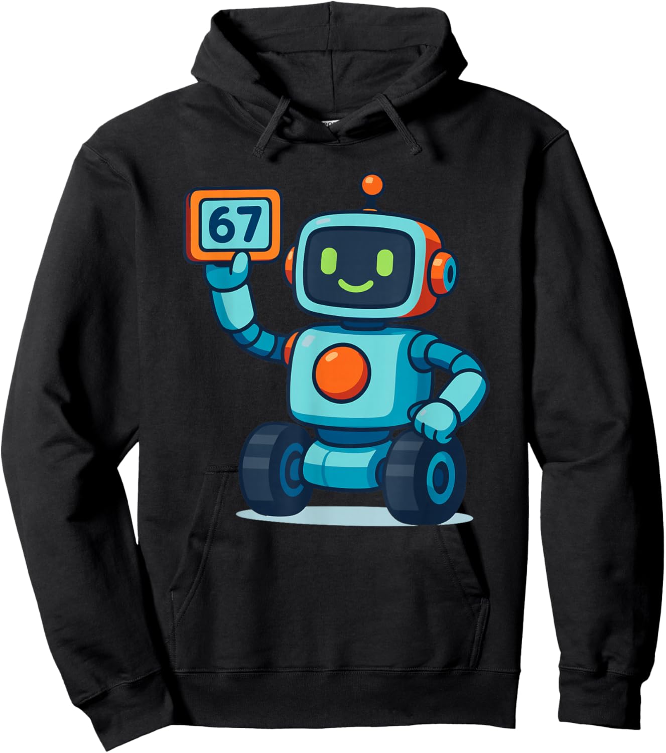 Cartoon Robot 67 Meme Hoodie - Hoodie | Black