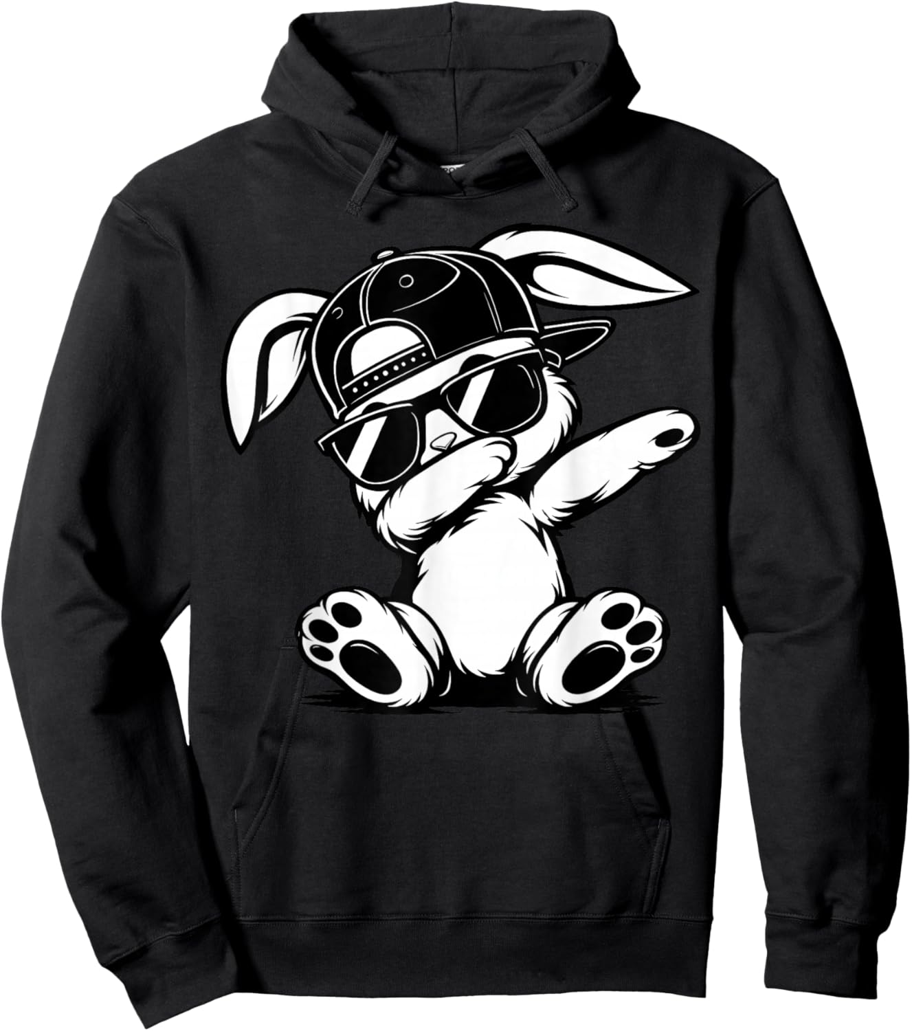 Funny Graphic Meme Dabbing Bunny Women Teens Hoodie - Hoodie | Black