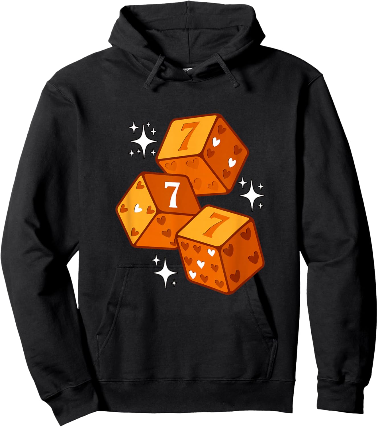 Orange Color Lucky Heart Orange Graphic Hoodie - Hoodie | Black