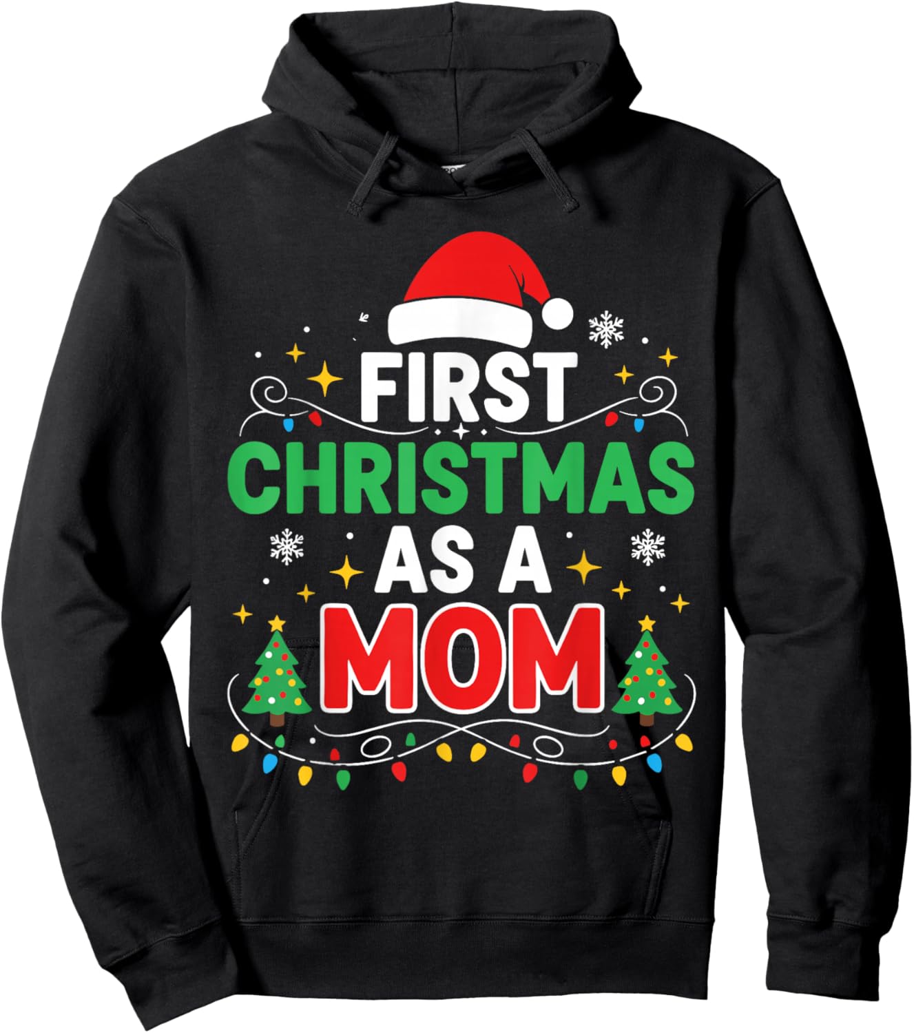 First Christmas as a Mom Family Matching 1st Christmas Hoodie - Hoodie | Black