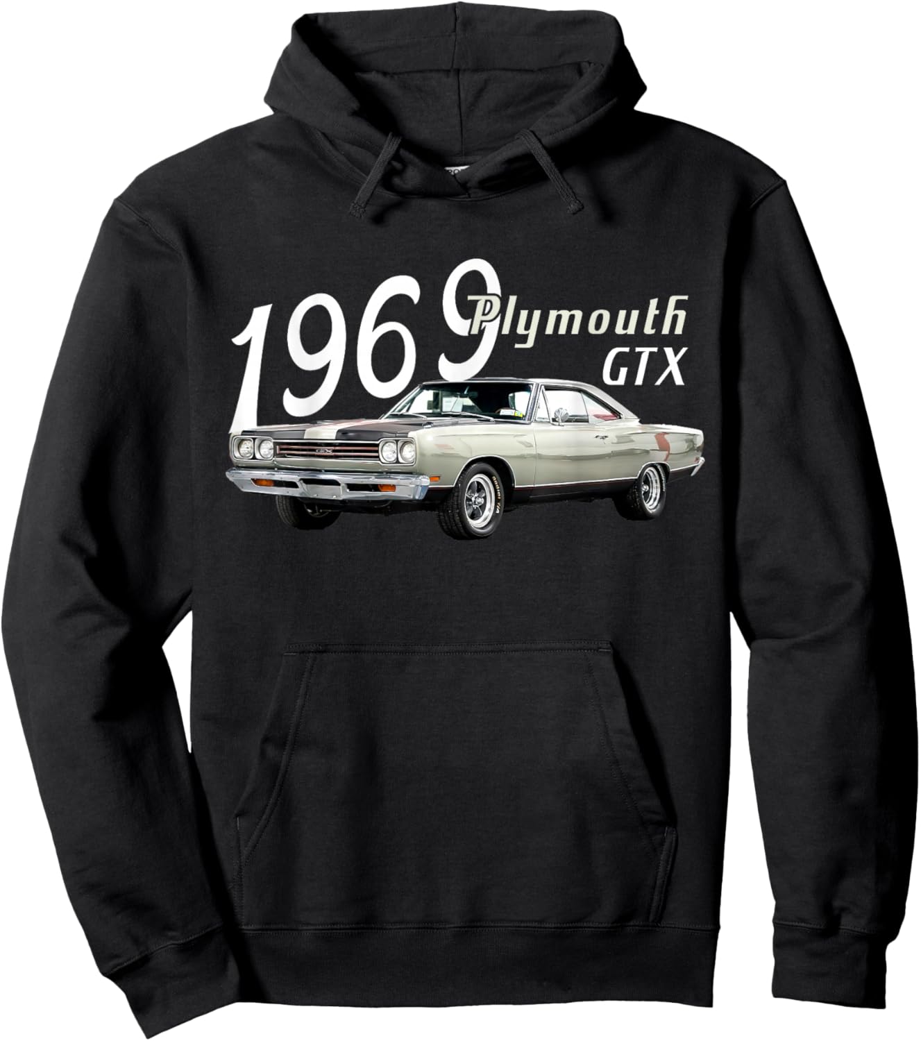 1969 69 GTX Classic Vintage Old Car USA Flag Hoodie - Hoodie | Black