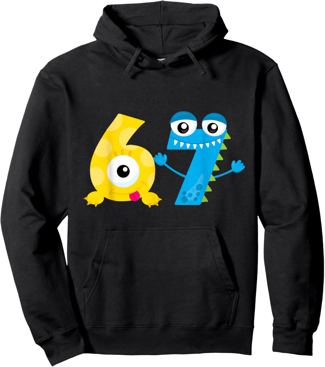 Bruh 67 Six Seven Monsters 6-7 Funny Brainrot Meme Kids Teen Hoodie - Hoodie | Black
