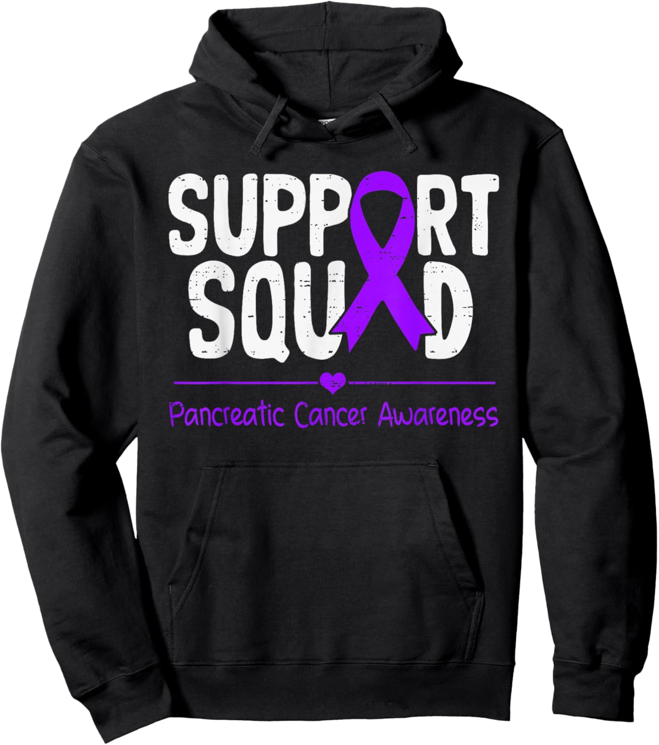 Support Pancreatic Cancer Awareness Ribbon Purple Adult Kids Hoodie - Hoodie | Black