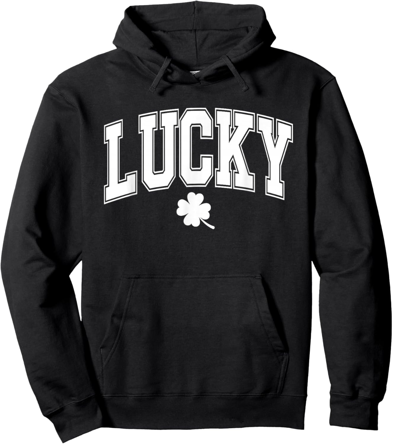 Lucky Shamrock, Lucky Varsity, Retro Shamrock Hoodie - Hoodie | Black