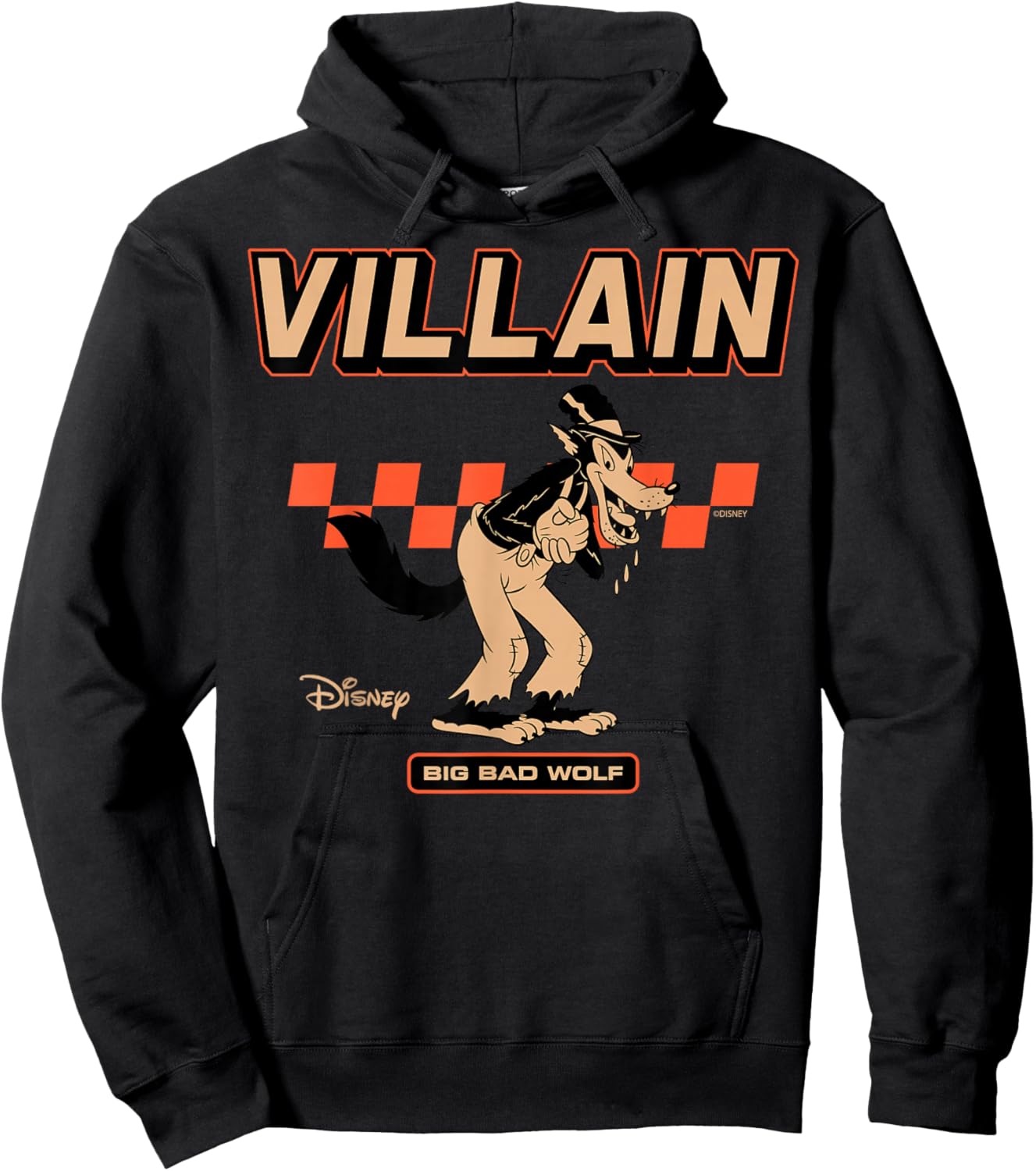 Disney Villains Big Bad Wolf Retro Halloween Graphic Hoodie - Hoodie | Black