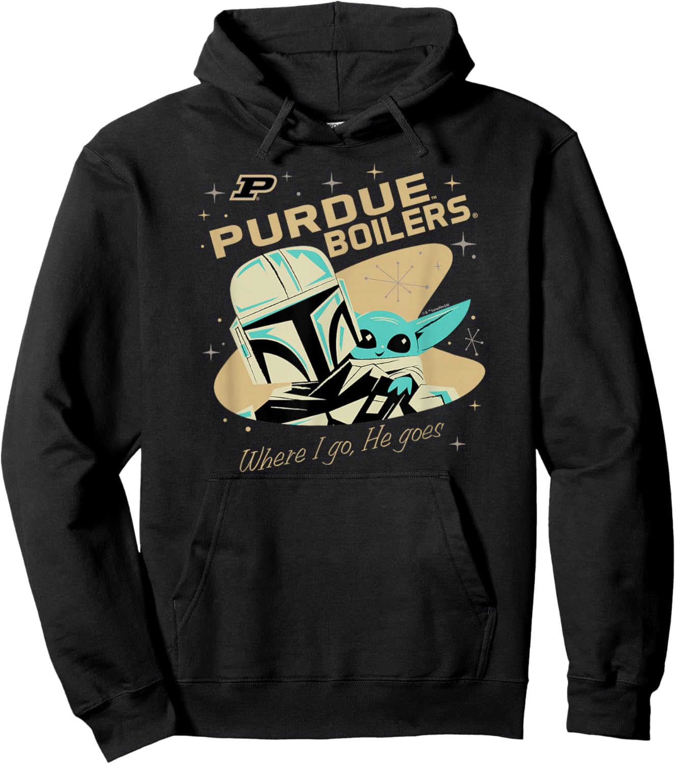 Purdue Boilermakers Star Wars Mandalorian Dark Gray Hoodie - Hoodie | Black