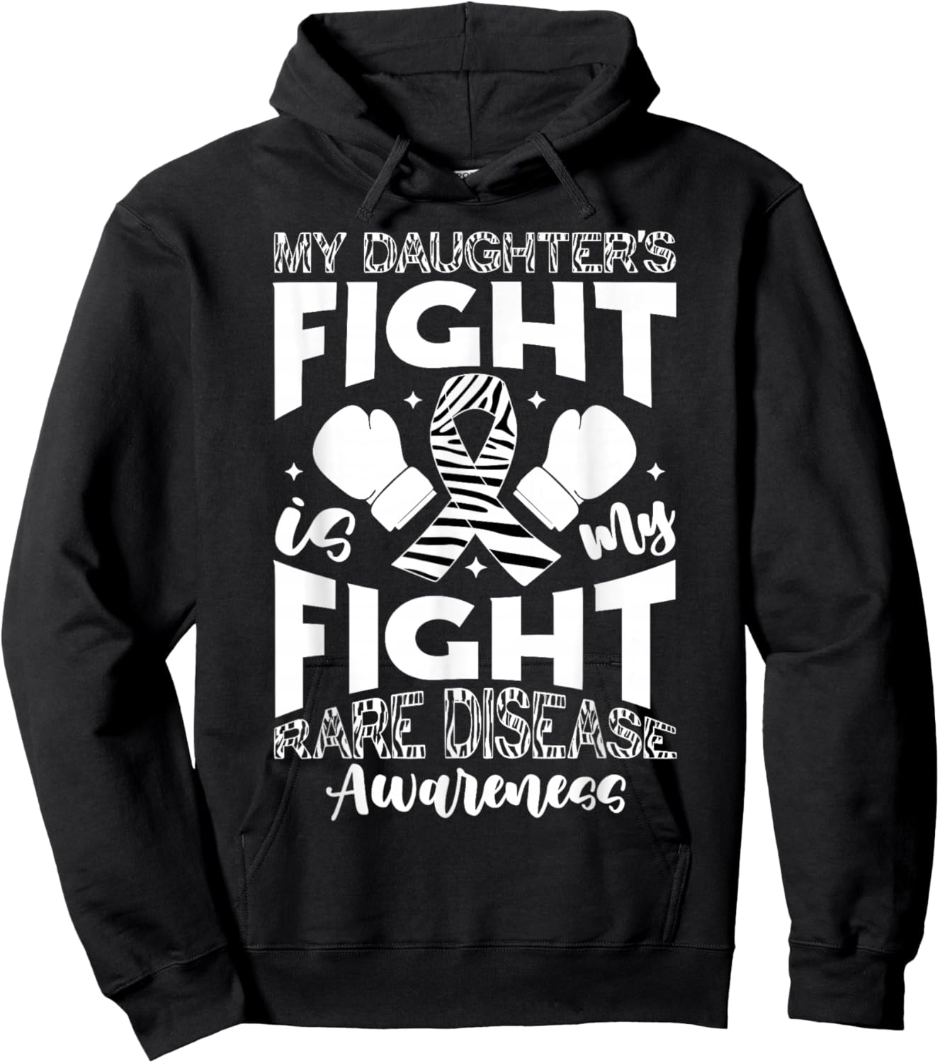 Rare Disease Awareness Daughter Zebra Ribbon Hoodie - Hoodie | Black