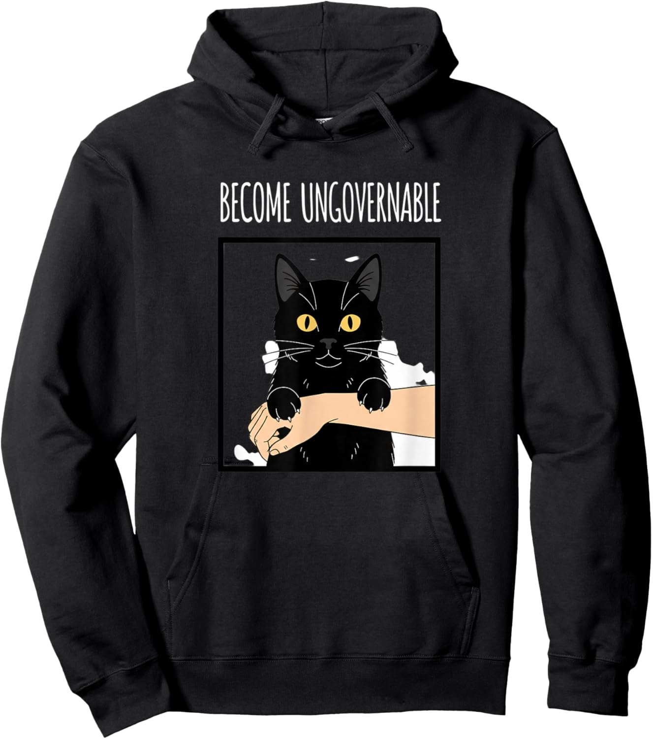 Cat Become Ungovernable, Black Cat Meme with Bite Hoodie - Hoodie | Black