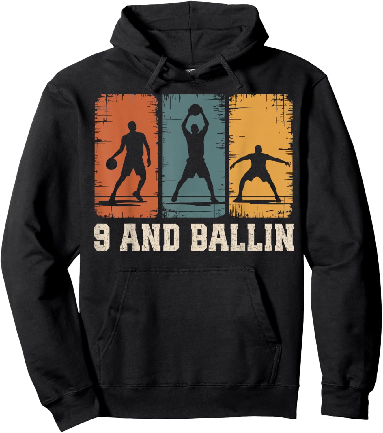 9 and Ballin 9th Birthday Girl 9 Years Old Boy Basketball Hoodie - Hoodie | Black