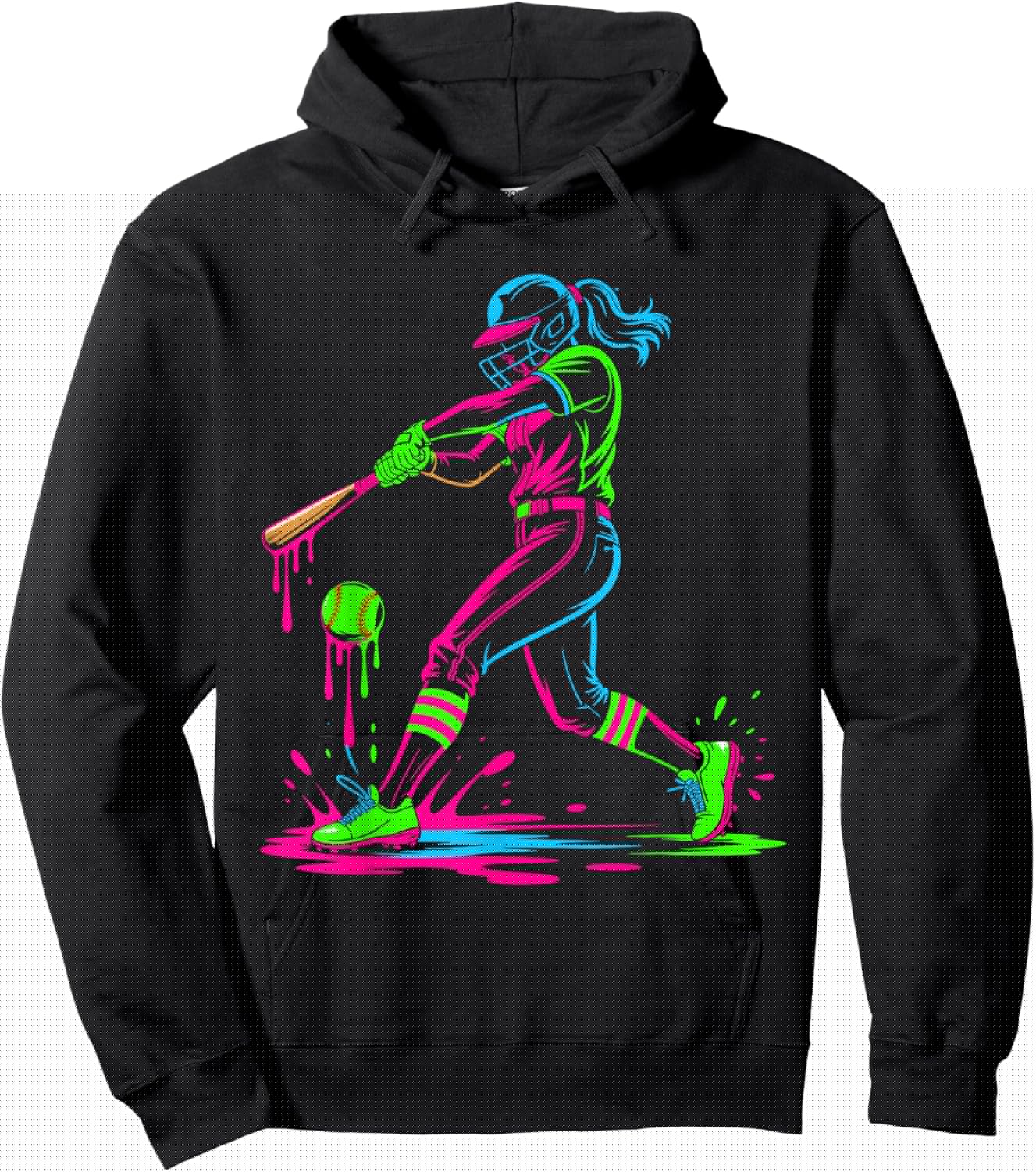 Softball Girl Ice Cream Softball Drip Hoodie - Hoodie | Black