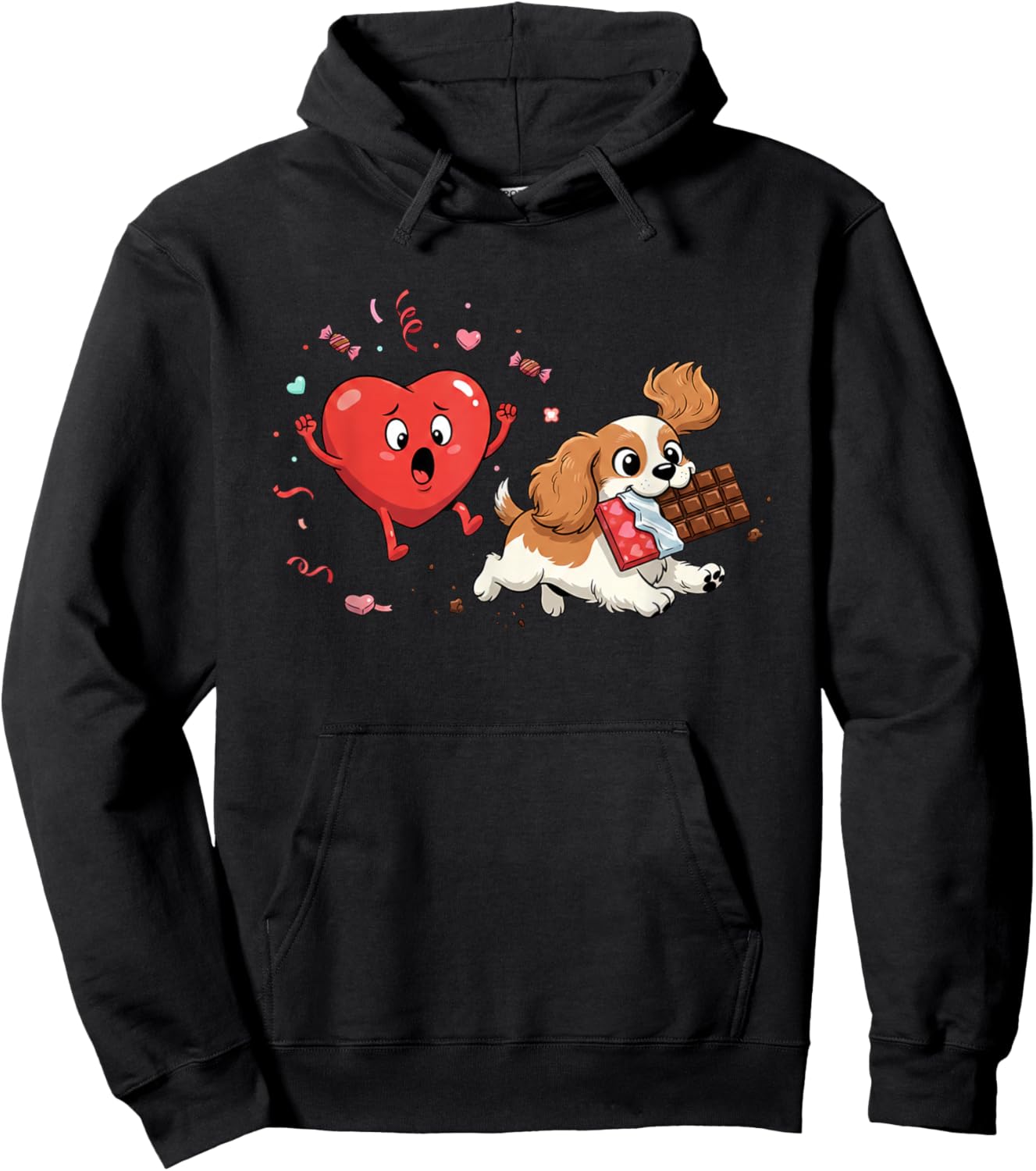 Funny Cavalier King Charles Spaniel Heart Valentine Dog Hoodie - Hoodie | Black