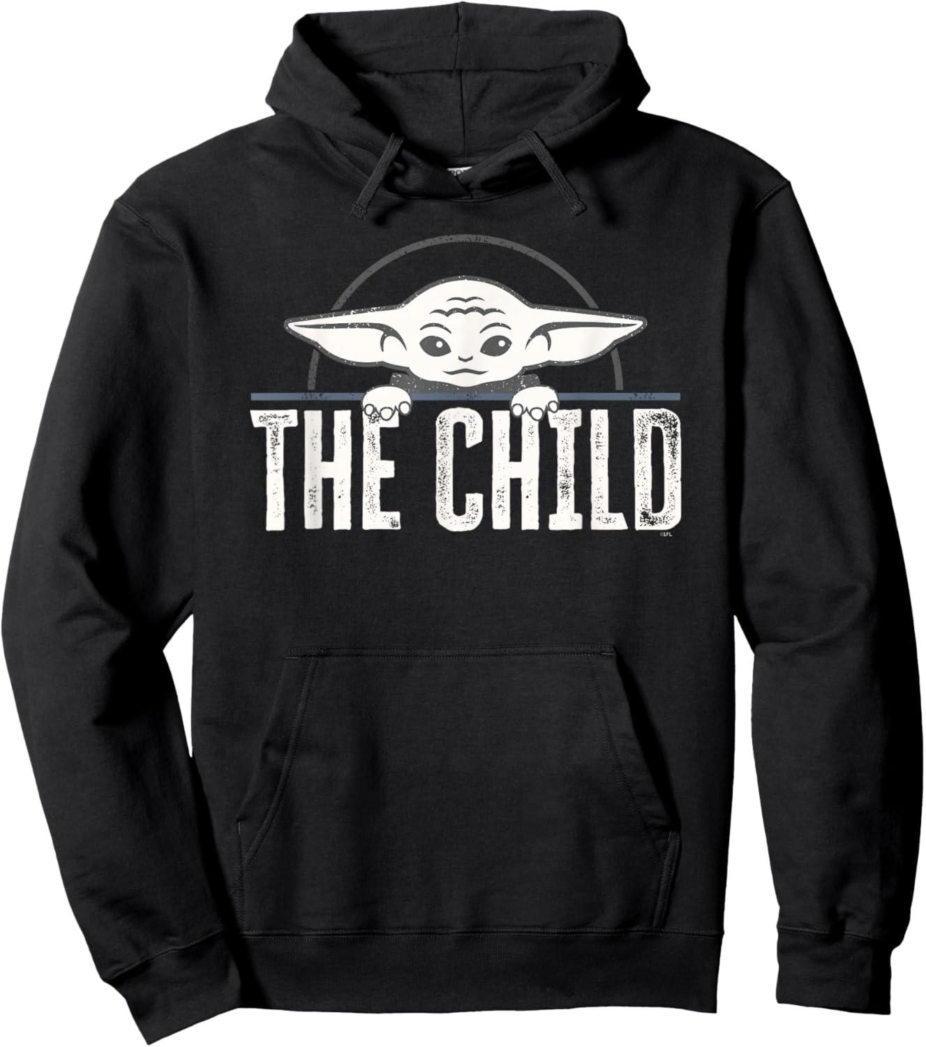 Star Wars The Mandalorian "The Child" Grogu Weathered Logo Hoodie - Hoodie | Black