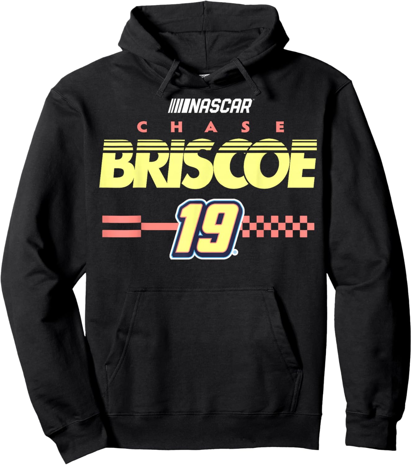 NASCAR Chase Briscoe No. 19 Checkered Pattern Start Line Hoodie - Hoodie | Black