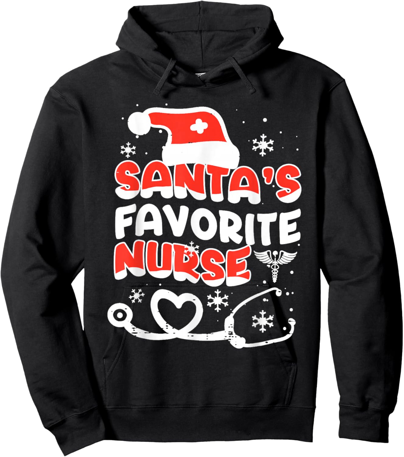 Santa's Favorite Nurse Christmas Hoodie - Hoodie | Black