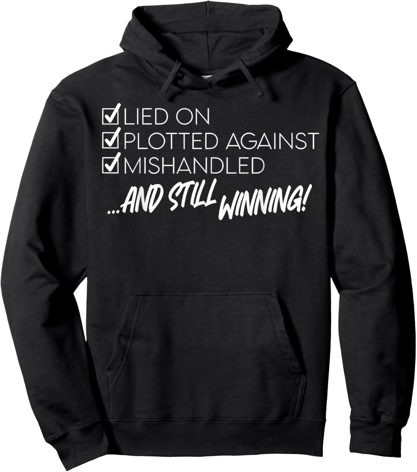 Lied on Plotted Against Mishandled and Still Winning Hoodie - Hoodie | Black