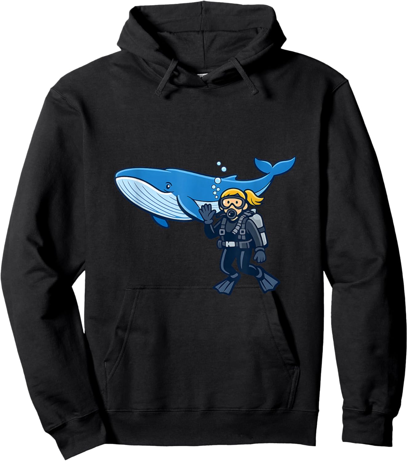 Blue Whale Scuba Diver Ocean Adventure Design Hoodie - Hoodie | Black