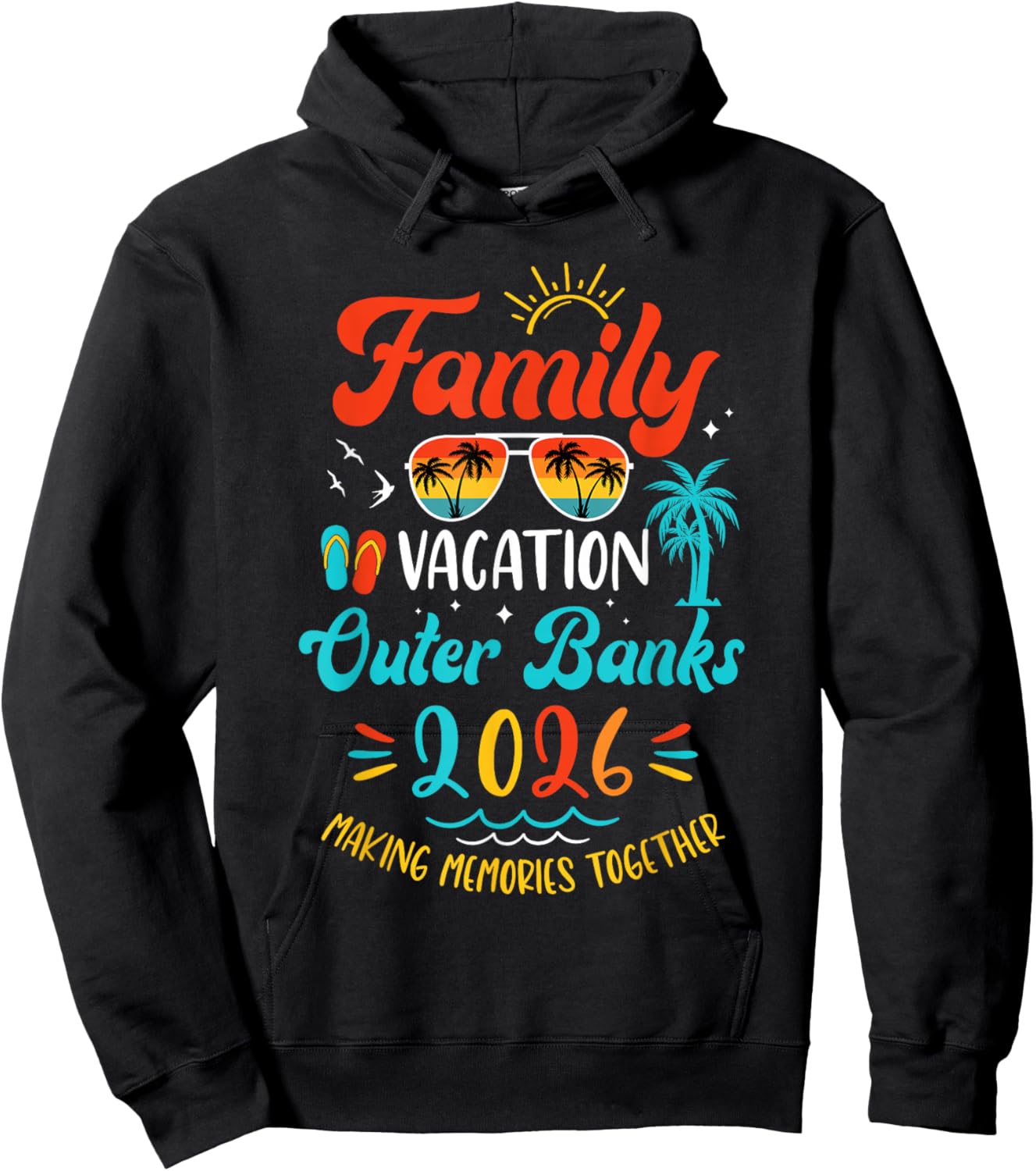Family Vacation 2026 Outer Banks Matching Summer Vacation Hoodie - Hoodie | Black