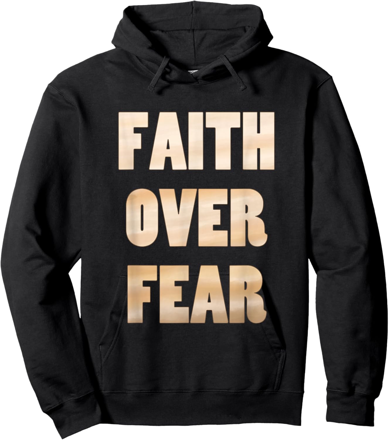 Faith Over Fear Neutral Tan Hoodie - Hoodie | Black