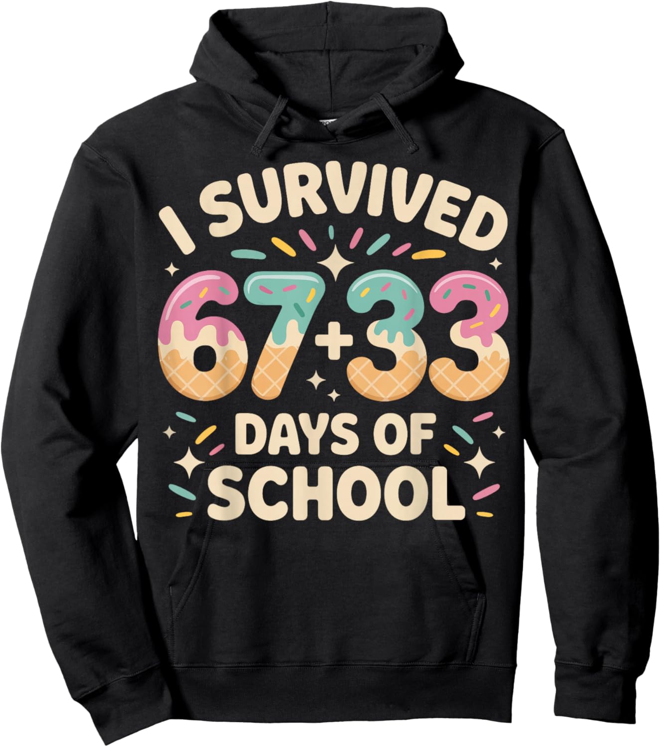 I Survived 100 Days of School 67+33 Ice Cream Math Hoodie - Hoodie | Black
