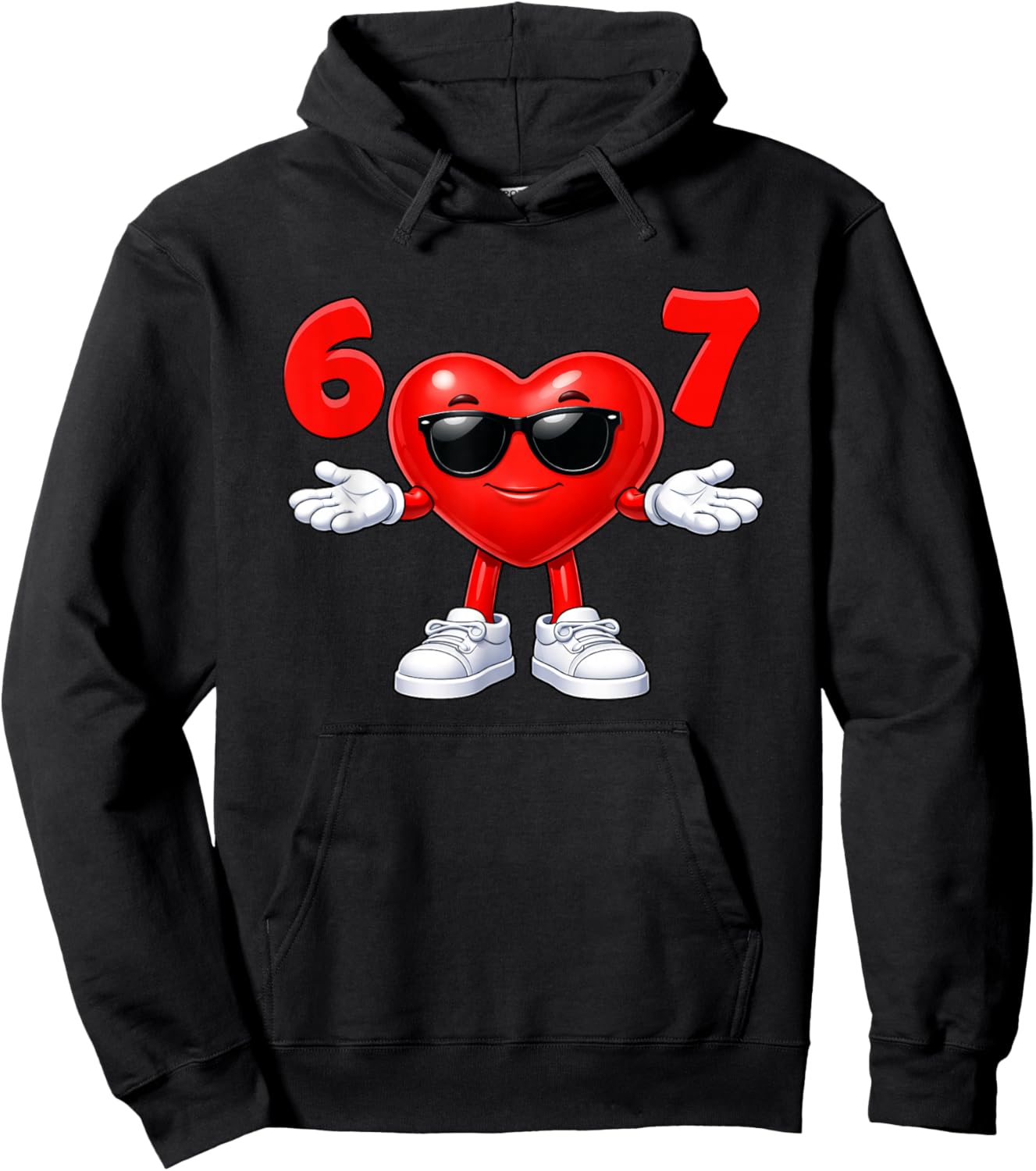 67 Heart 67 Valentines Day Meme Funny Six Seven Teens Kids Hoodie - Hoodie | Black
