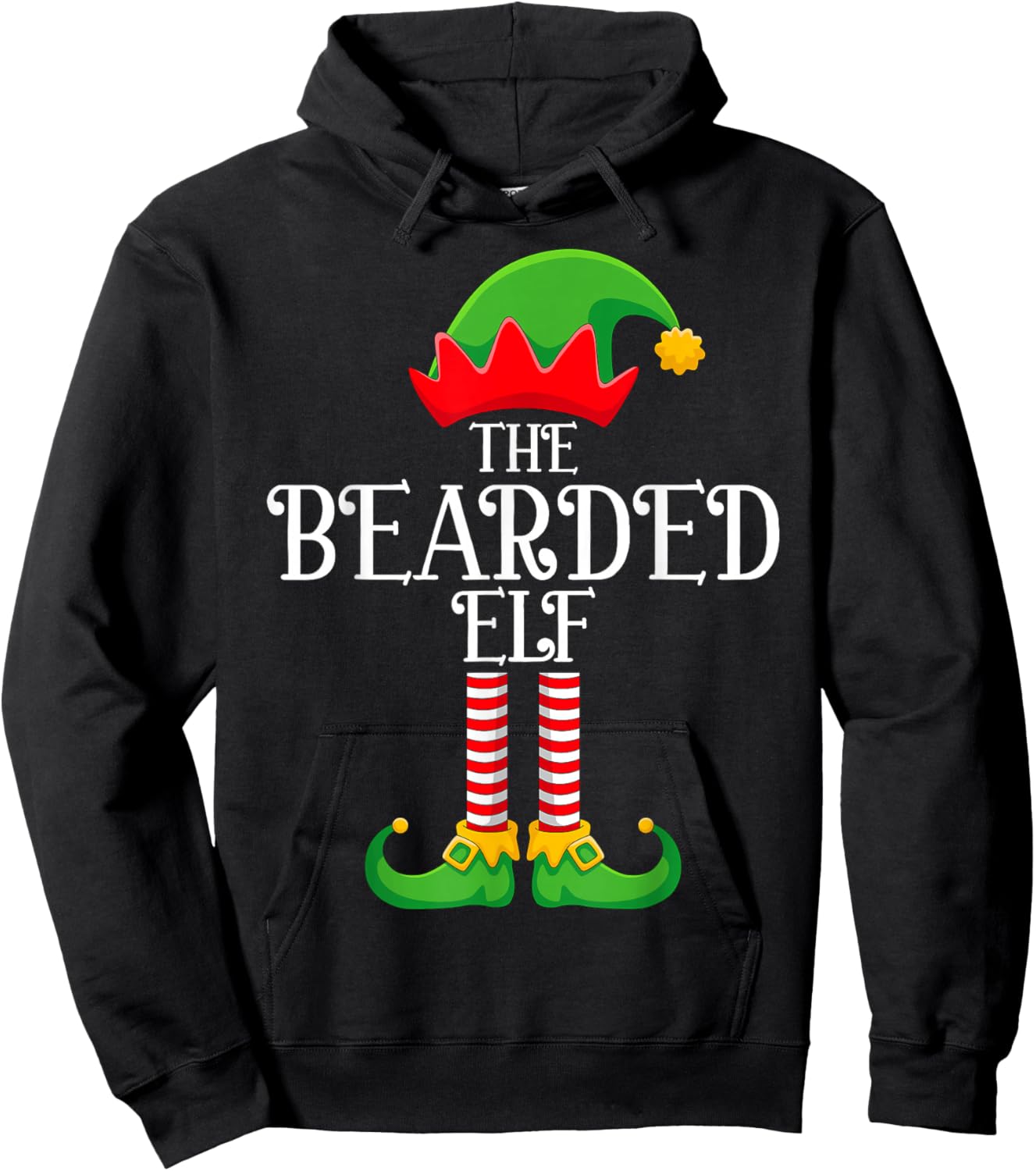 Bearded Elf Christmas Family Matching Funny Love Elf Xmas Hoodie - Hoodie | Black