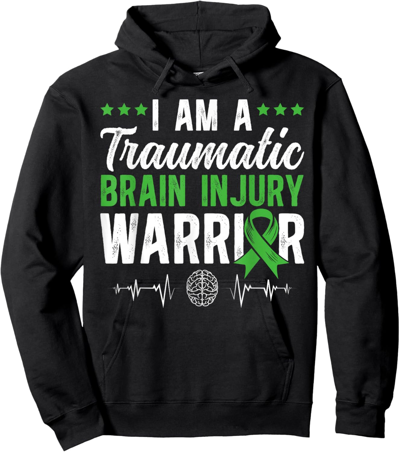 I Am A Traumatic Brain Injury Warrior TBI Awareness Month Hoodie - Hoodie | Black