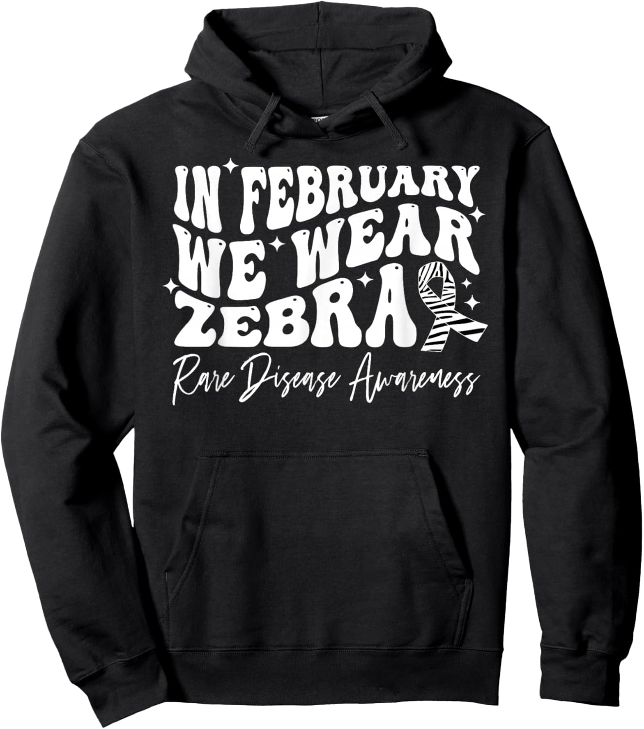Rare Disease Awareness in February We Wear Zebra Ribbon Hoodie - Hoodie | Black