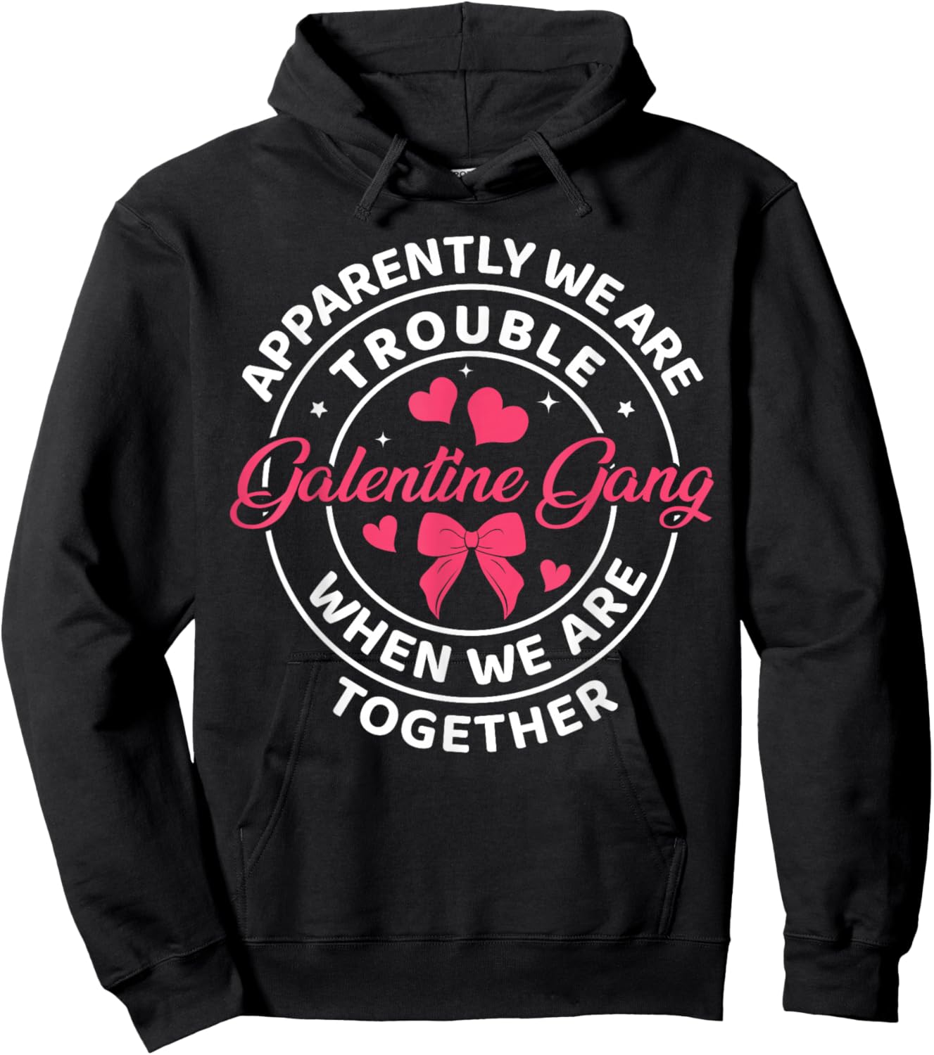 Girls Night Squad Galentine Gang Women Valentines Day Hoodie - Hoodie | Black