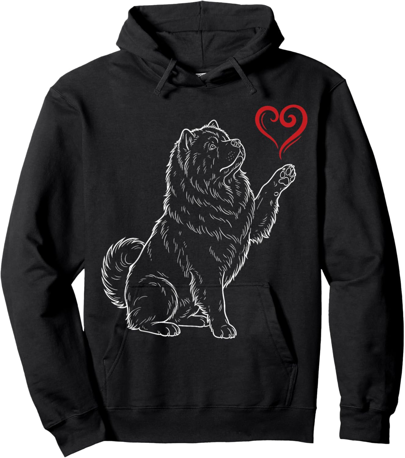 Chow Chow Lover Dog Art Holding Heart Valentines Hoodie - Hoodie | Black
