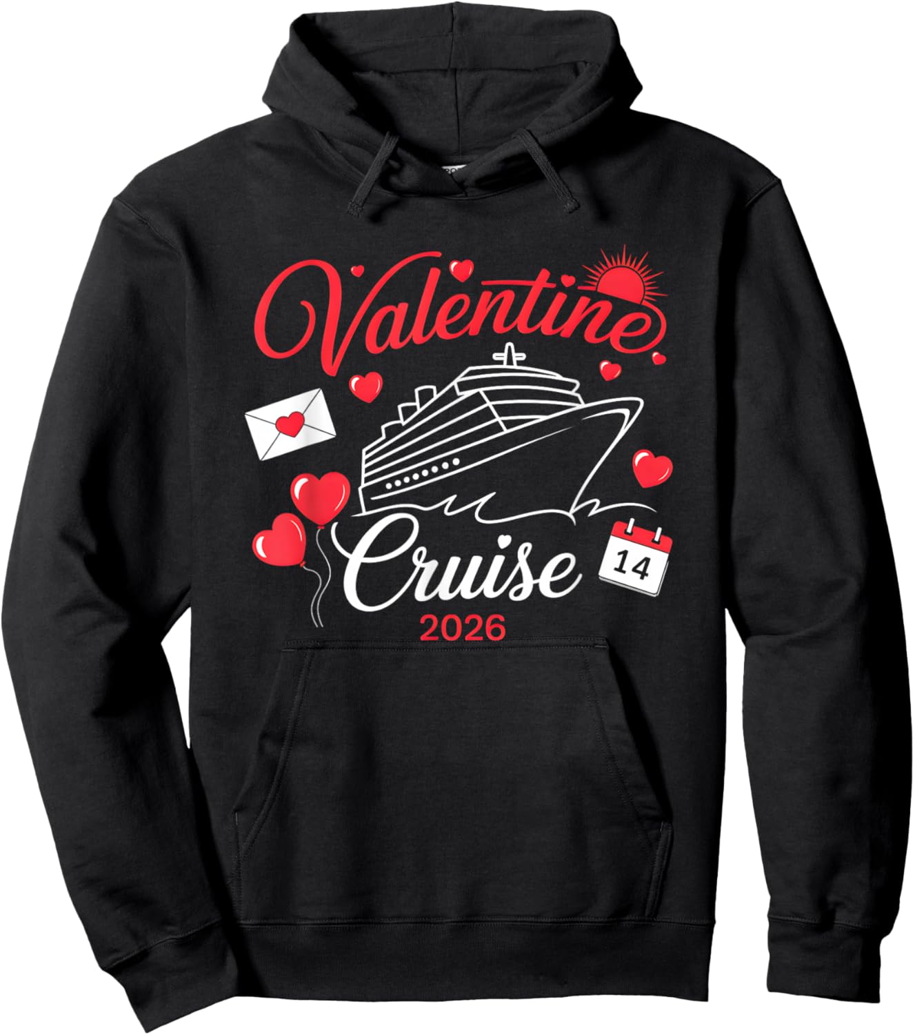 Valentine Cruise 2026 Funny for Couples Matching Holiday Hoodie - Hoodie | Black