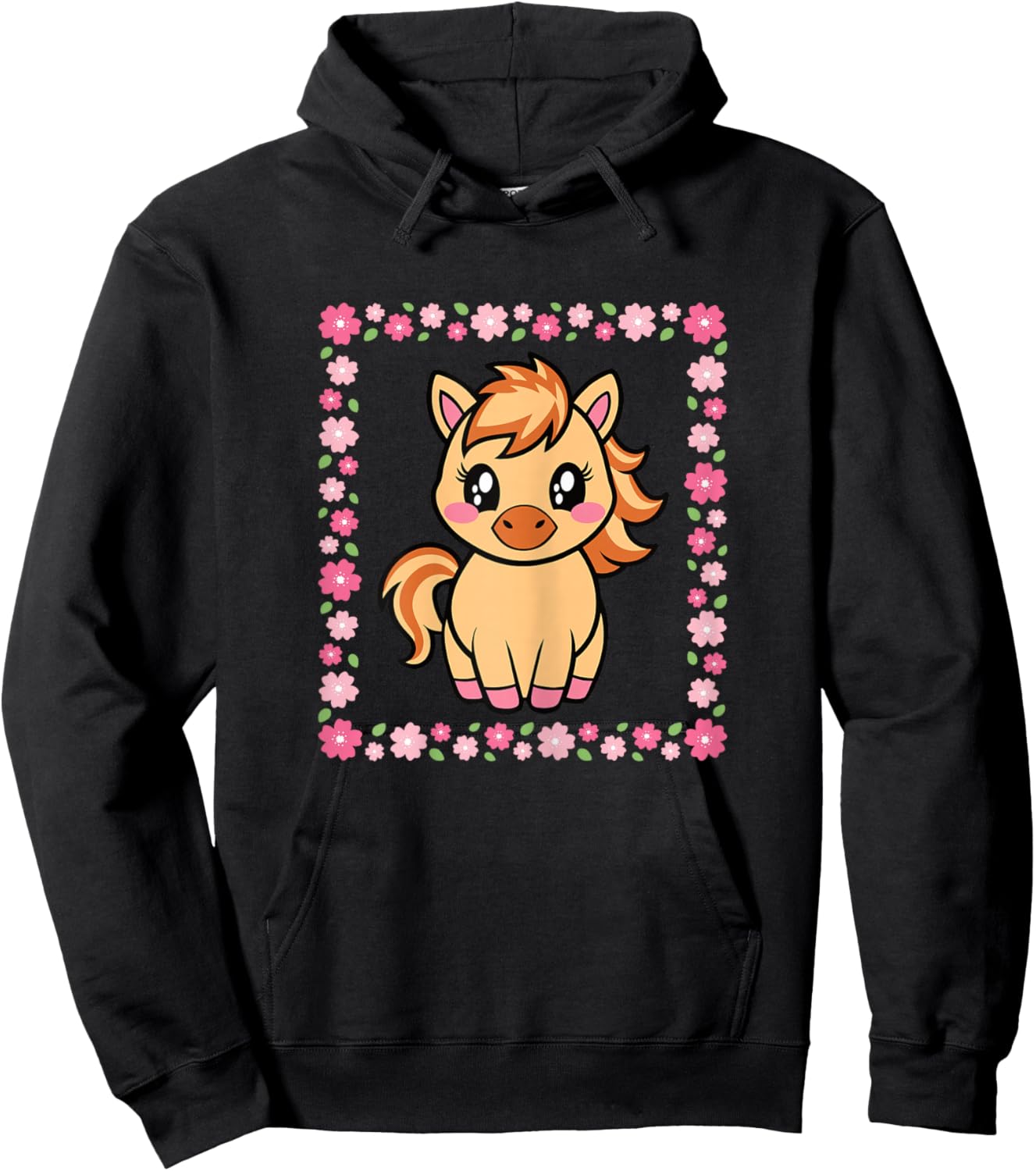 Cute Horse Kawaii Horseback Riding Women Girls Hoodie - Hoodie | Black